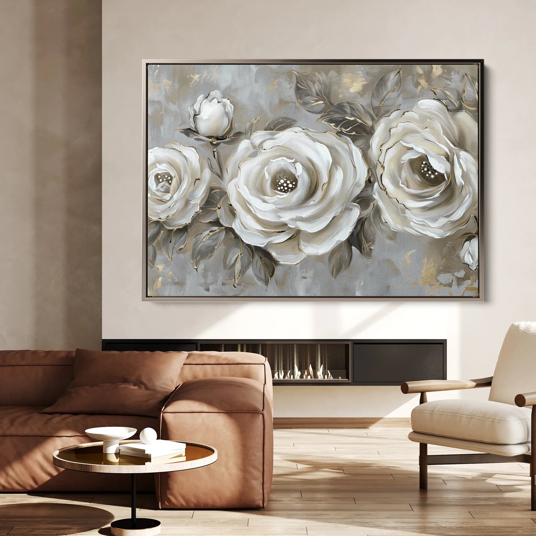 Floral 647 Canvas Art 60 x 40 cm / Black