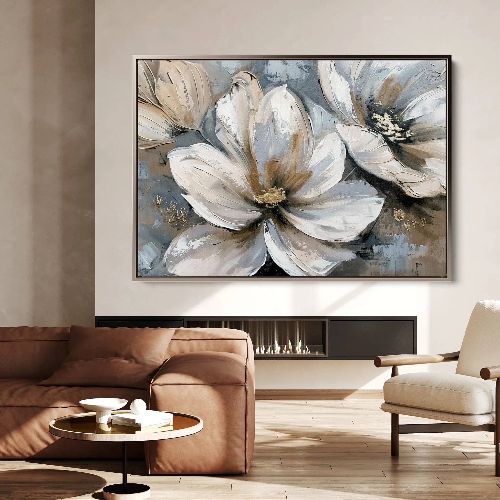 Floral 648 Canvas Art 60 x 40 cm / Black