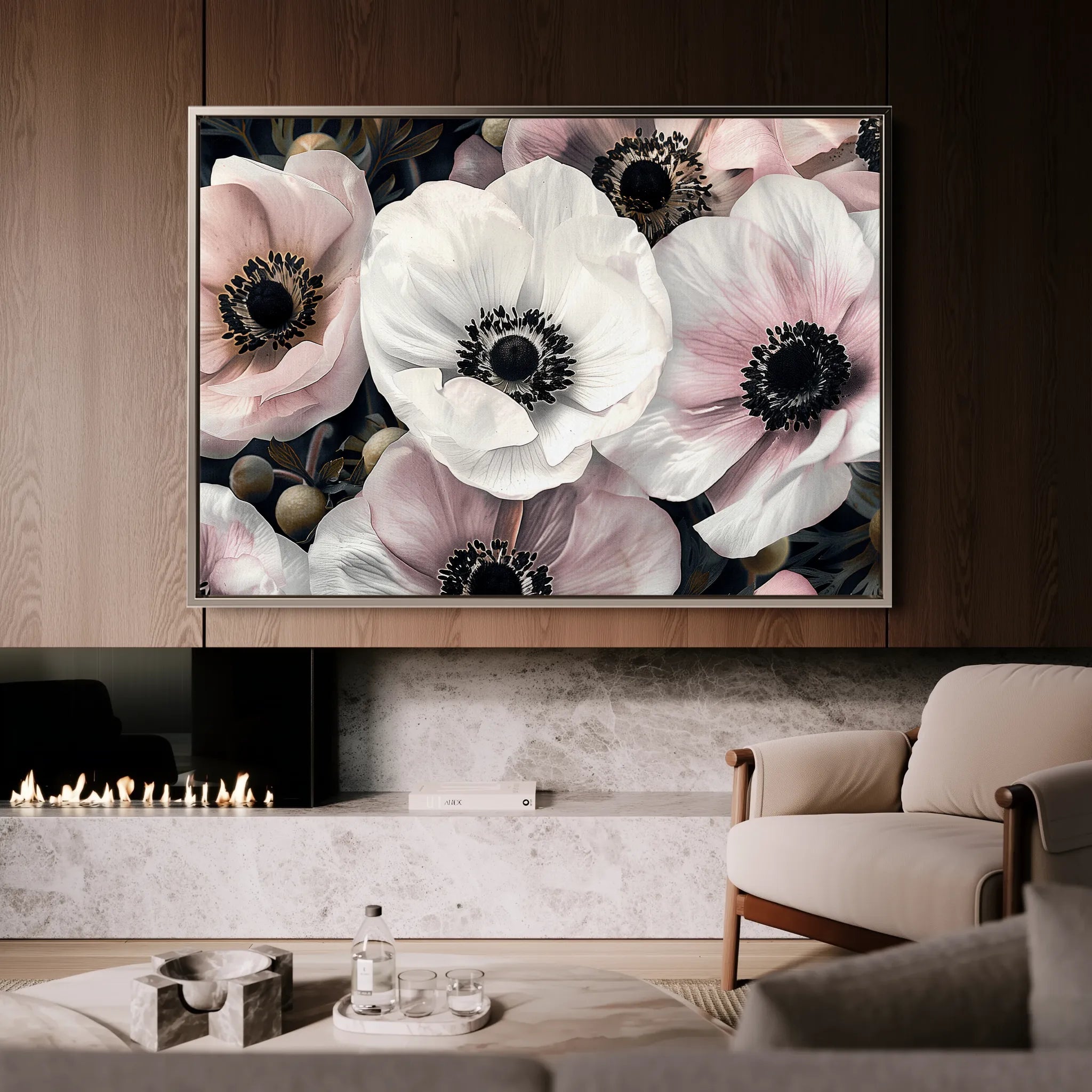 Floral 649 Canvas Art 60 x 40 cm / Black