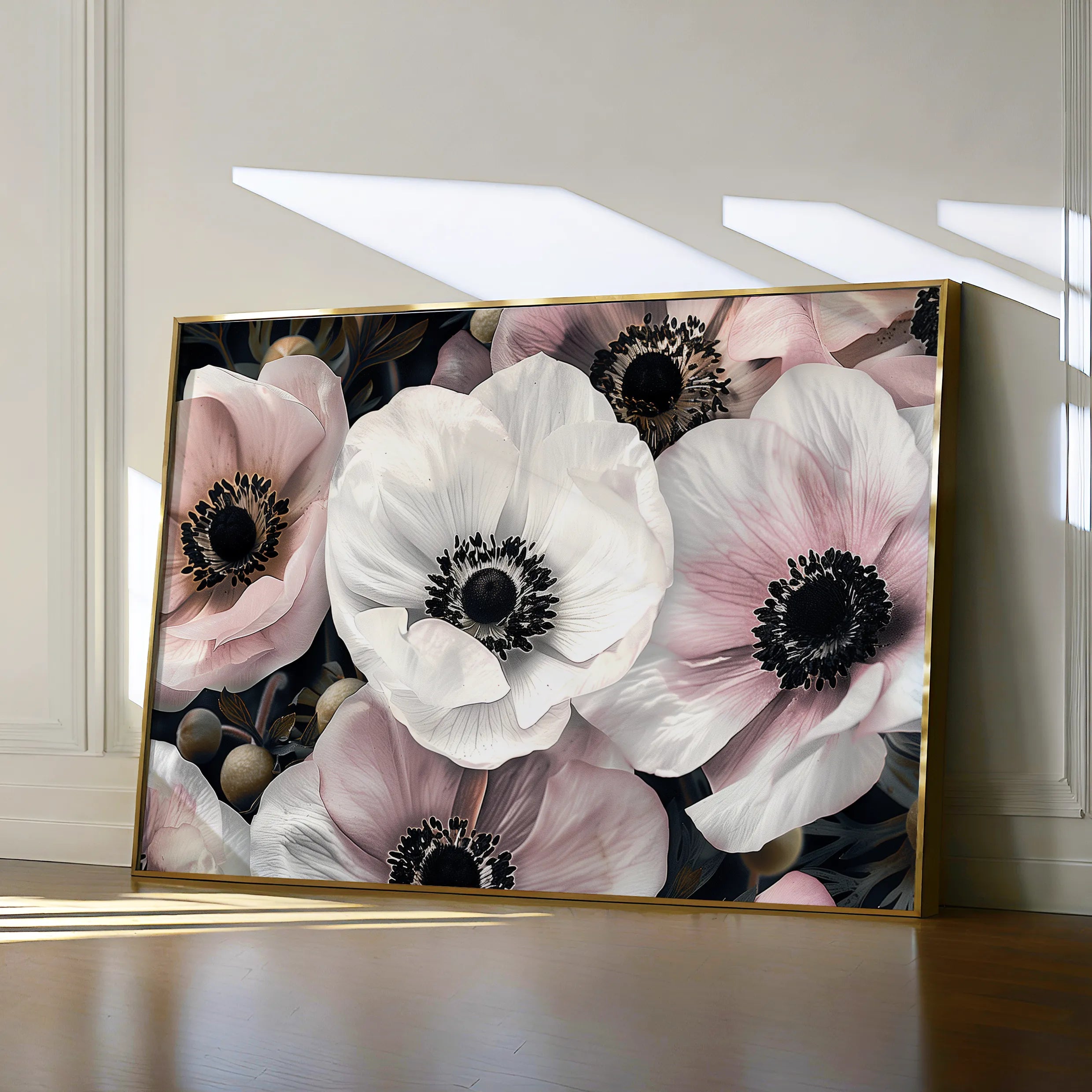 Floral 649 Canvas Art 60 x 40 cm / Black