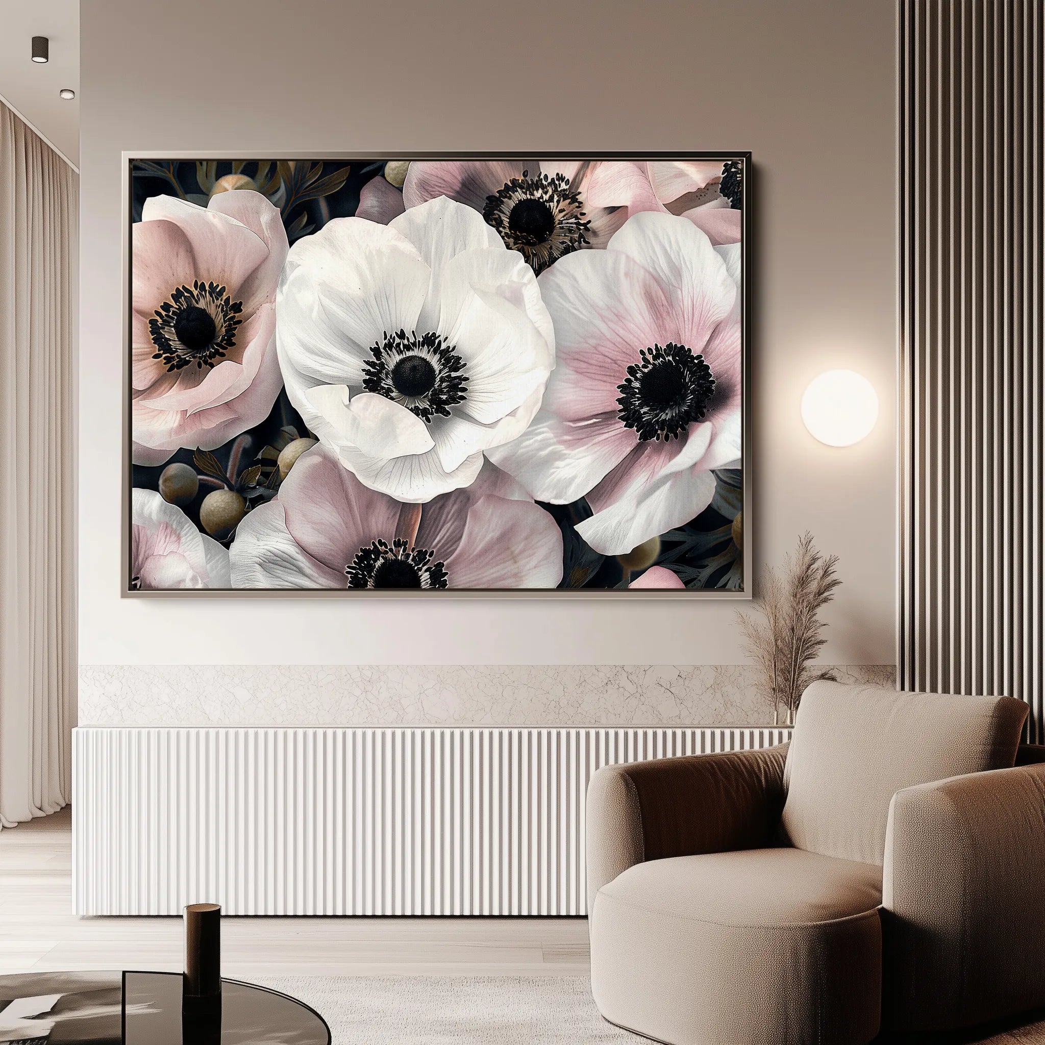 Floral 649 Canvas Art 60 x 40 cm / Black