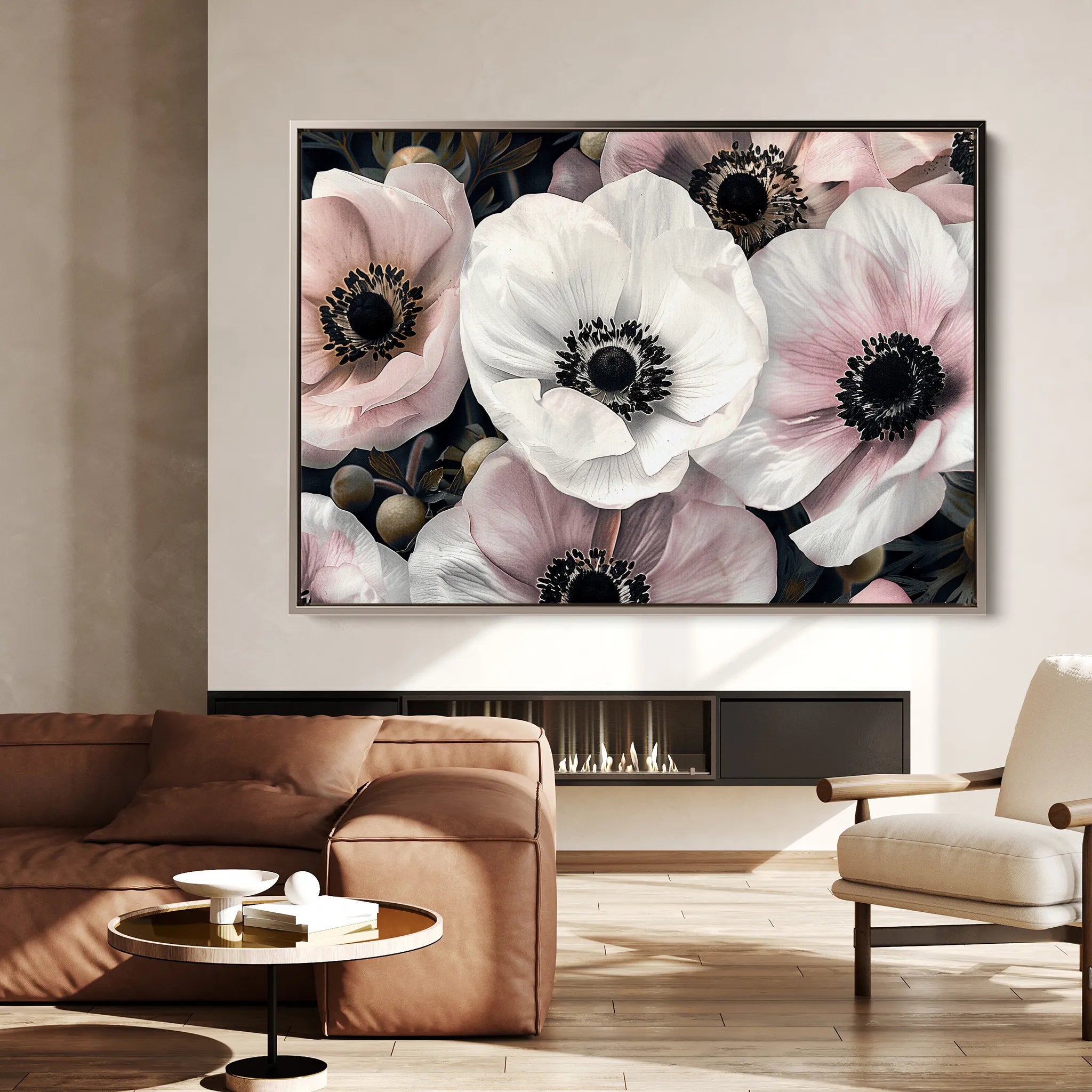 Floral 649 Canvas Art 60 x 40 cm / Black