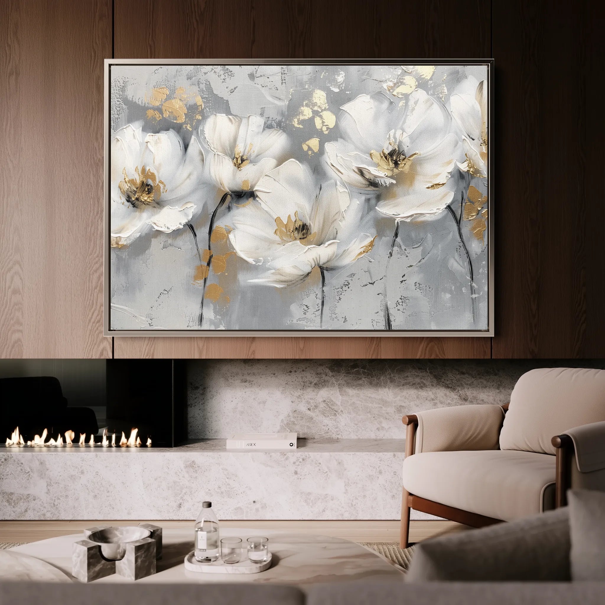 Floral 651 Canvas Art 60 x 40 cm / Black