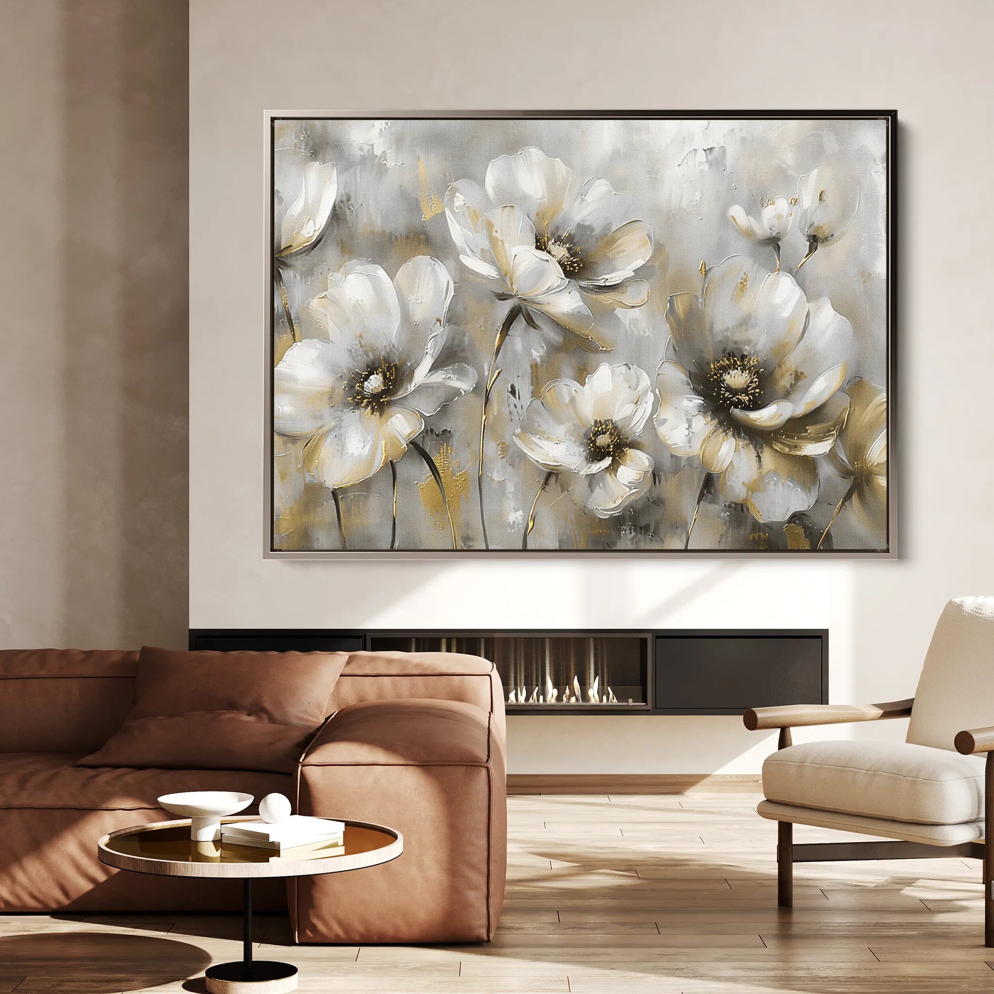 Floral 652 Canvas Art 60 x 40 cm / Black