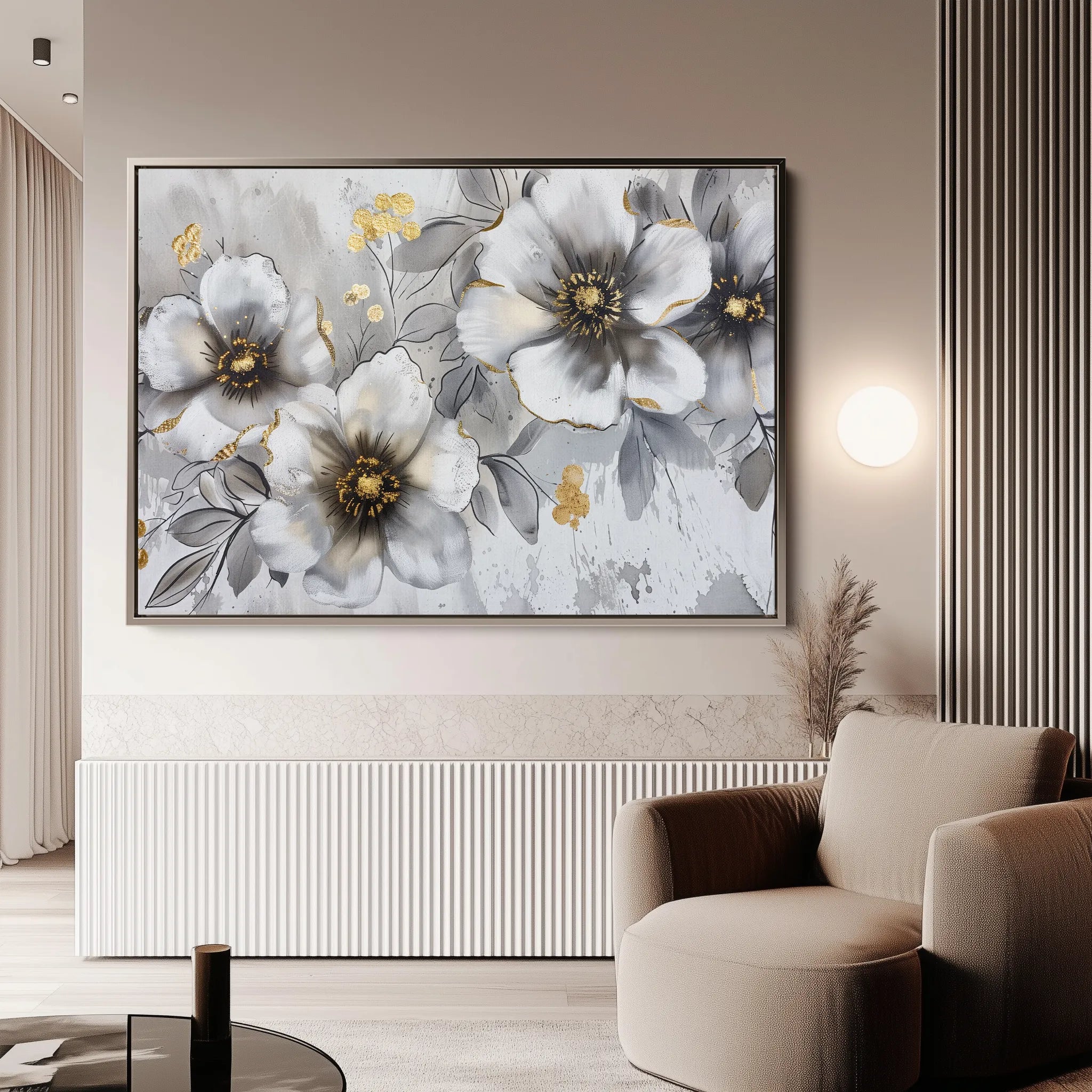 Floral 653 Canvas Art 60 x 40 cm / Black