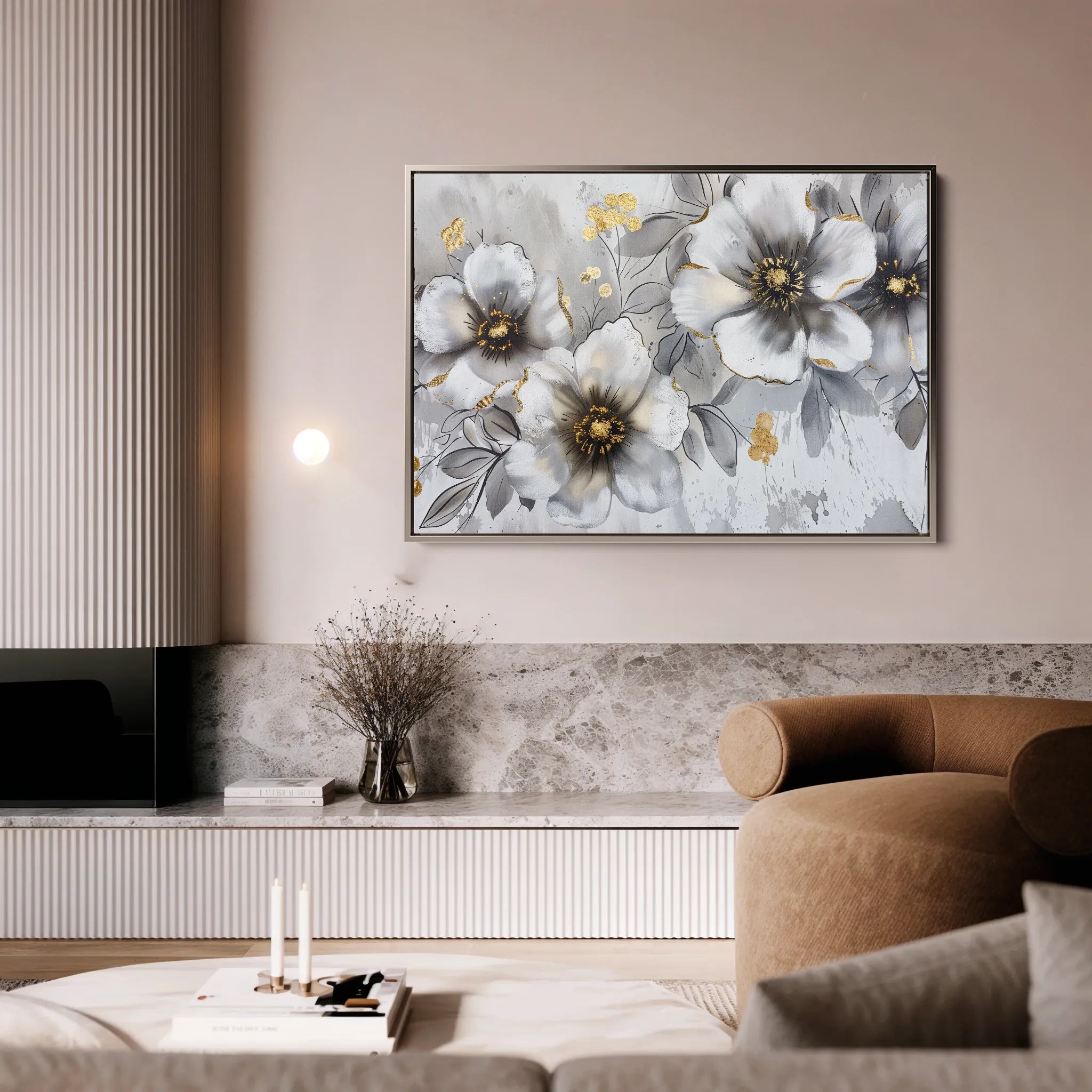 Floral 653 Canvas Art 60 x 40 cm / Black