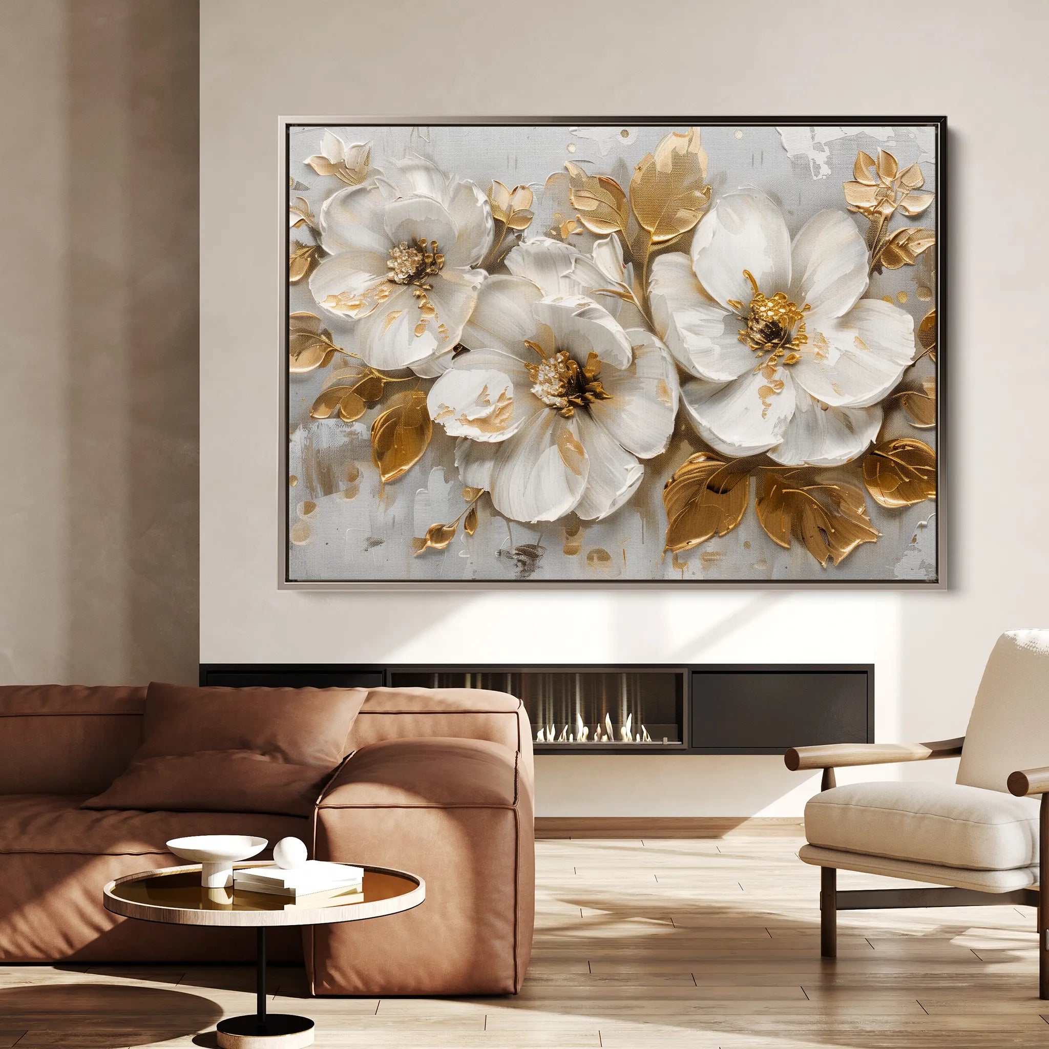 Floral 654 Canvas Art 60 x 40 cm / Black
