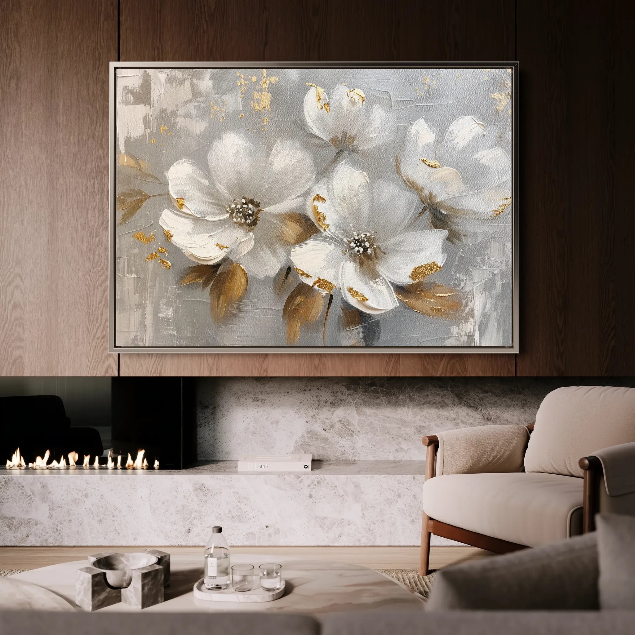 Floral 655 Canvas Art 60 x 40 cm / Black