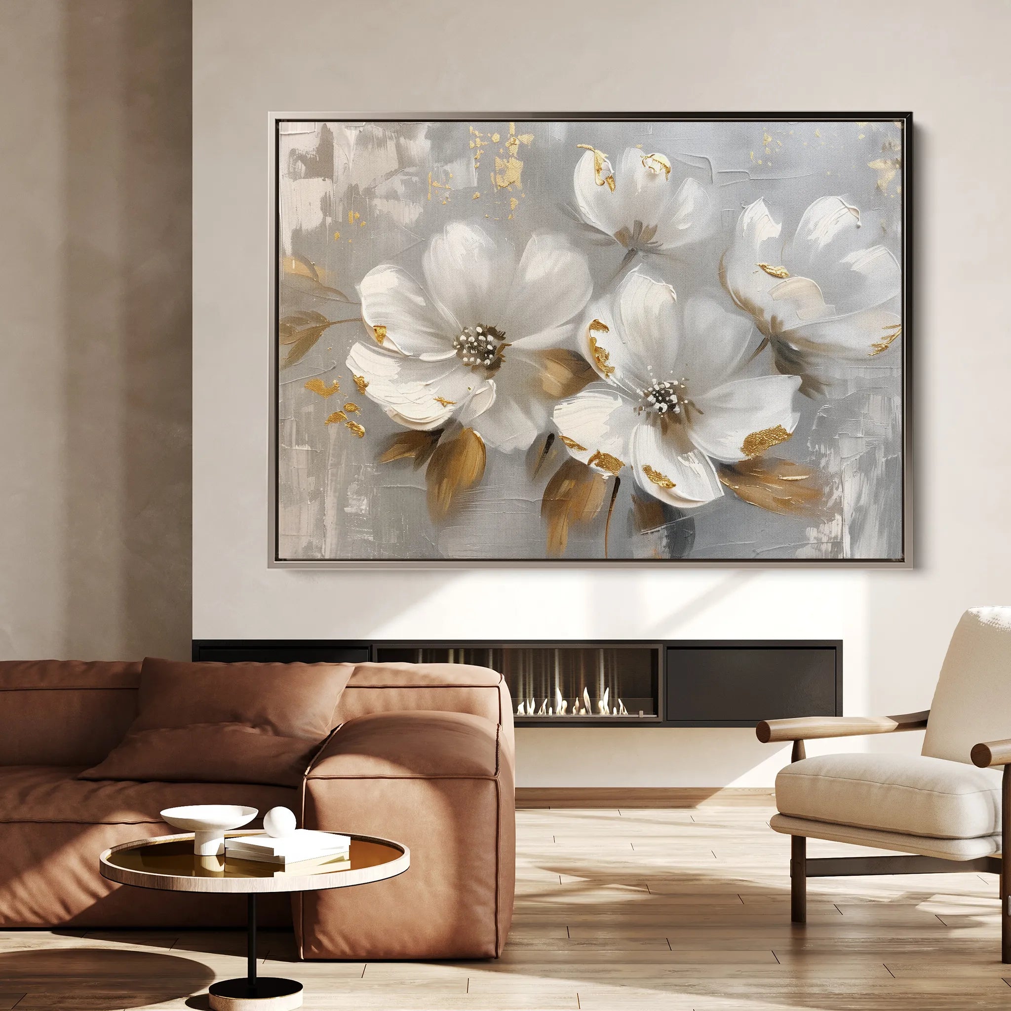 Floral 655 Canvas Art 60 x 40 cm / Black
