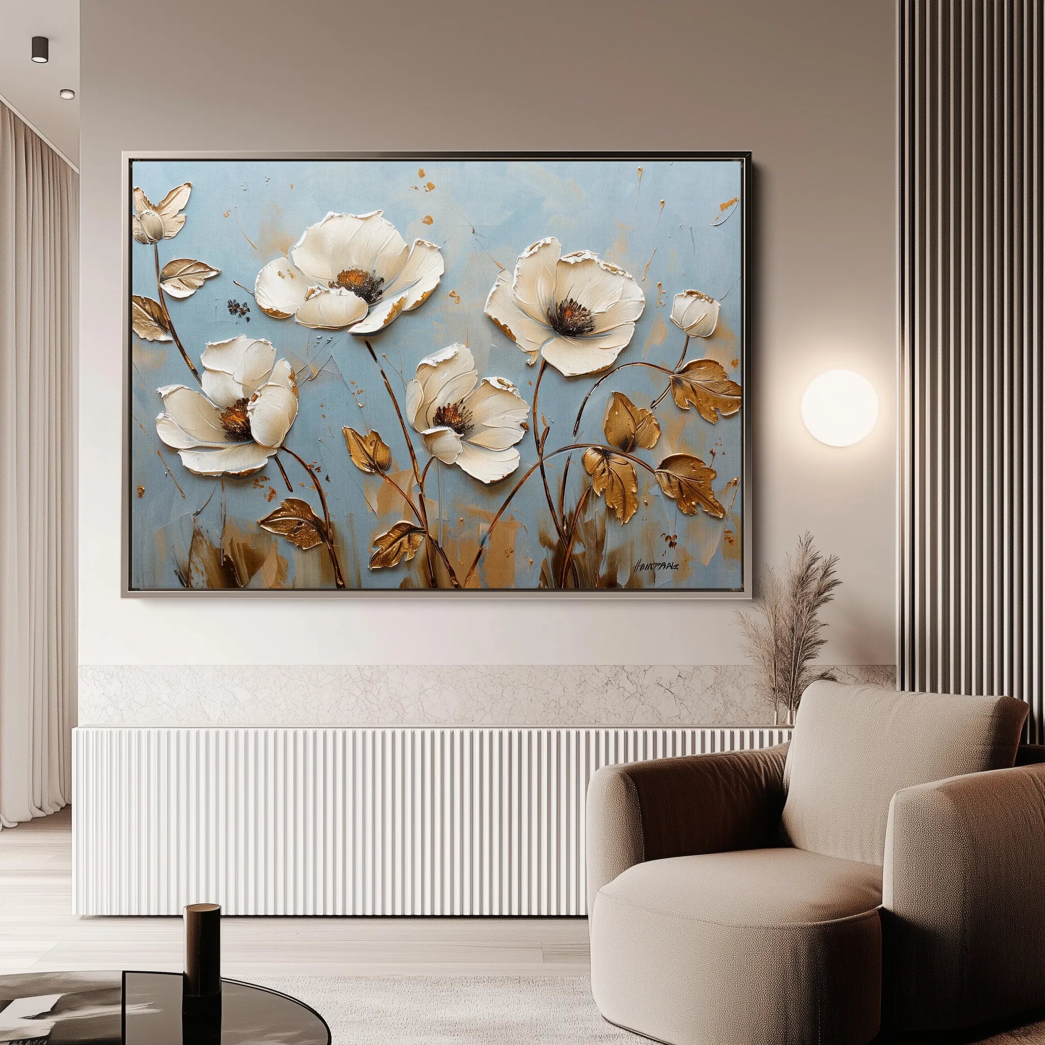 Floral 656 Canvas Art 60 x 40 cm / Black
