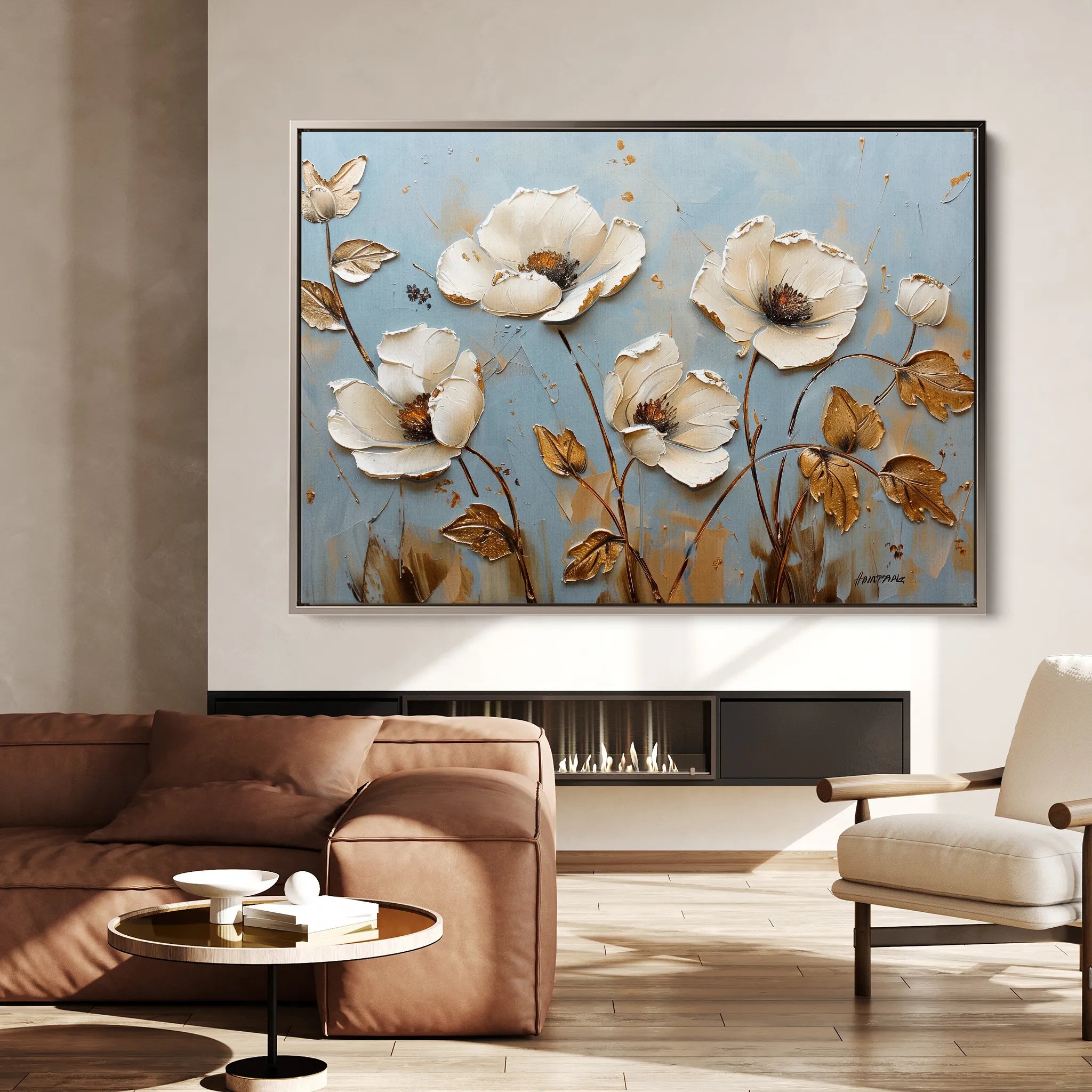 Floral 656 Canvas Art 60 x 40 cm / Black