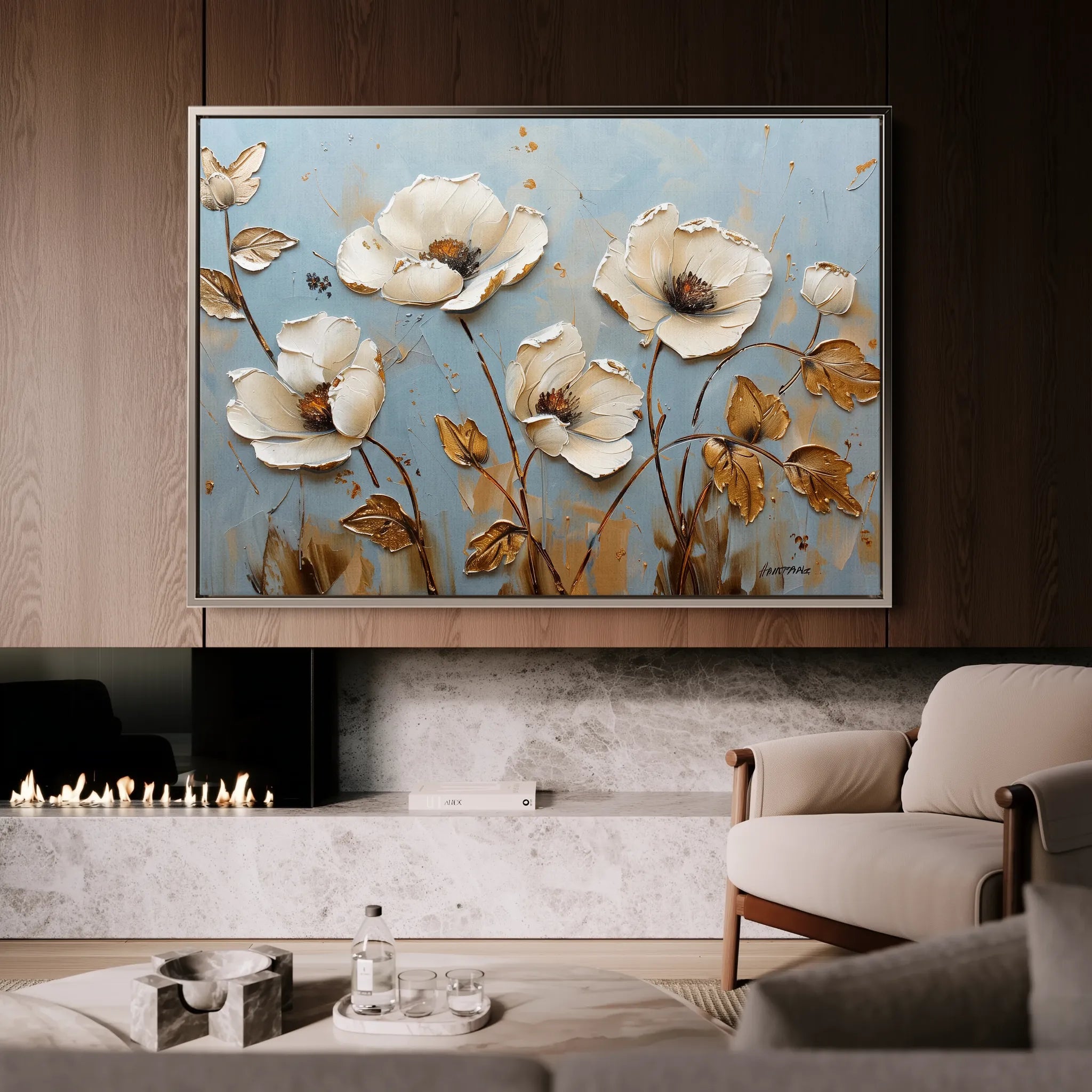 Floral 656 Canvas Art 60 x 40 cm / Black