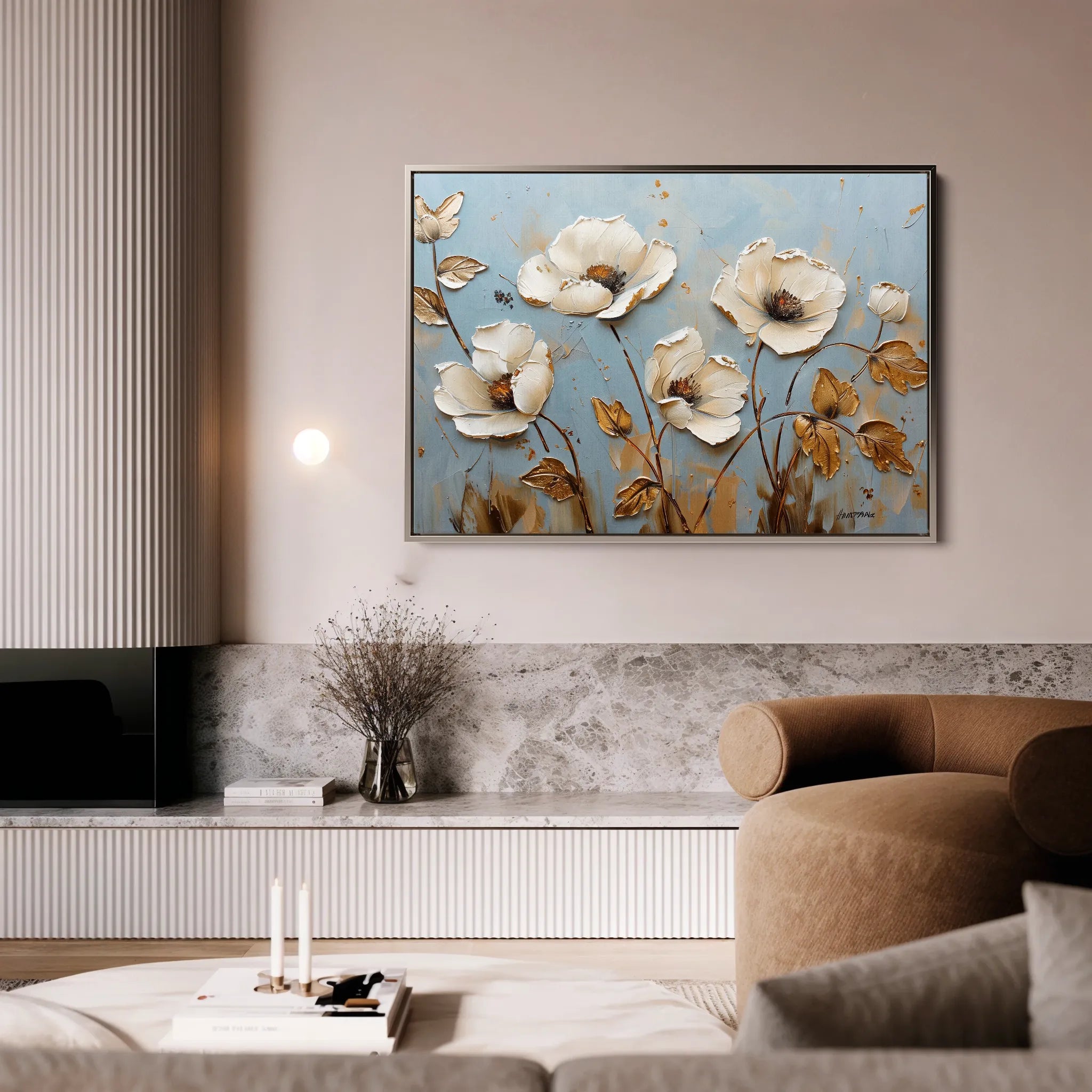 Floral 656 Canvas Art 60 x 40 cm / Black