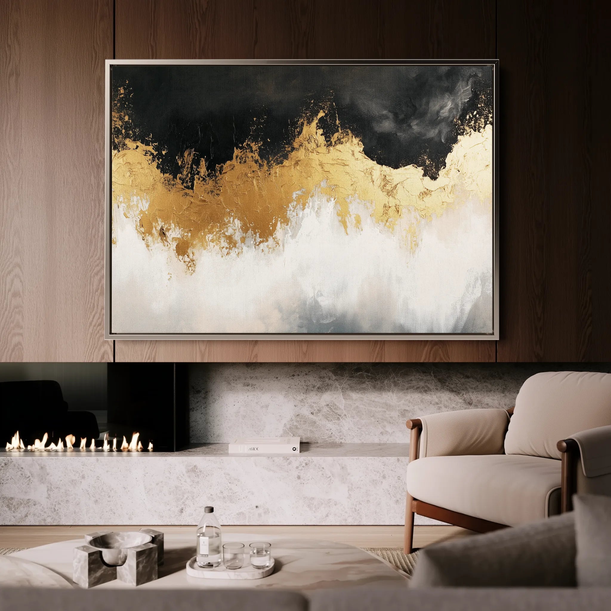 Abstract 665 Canvas Art 60 x 40 cm / Black