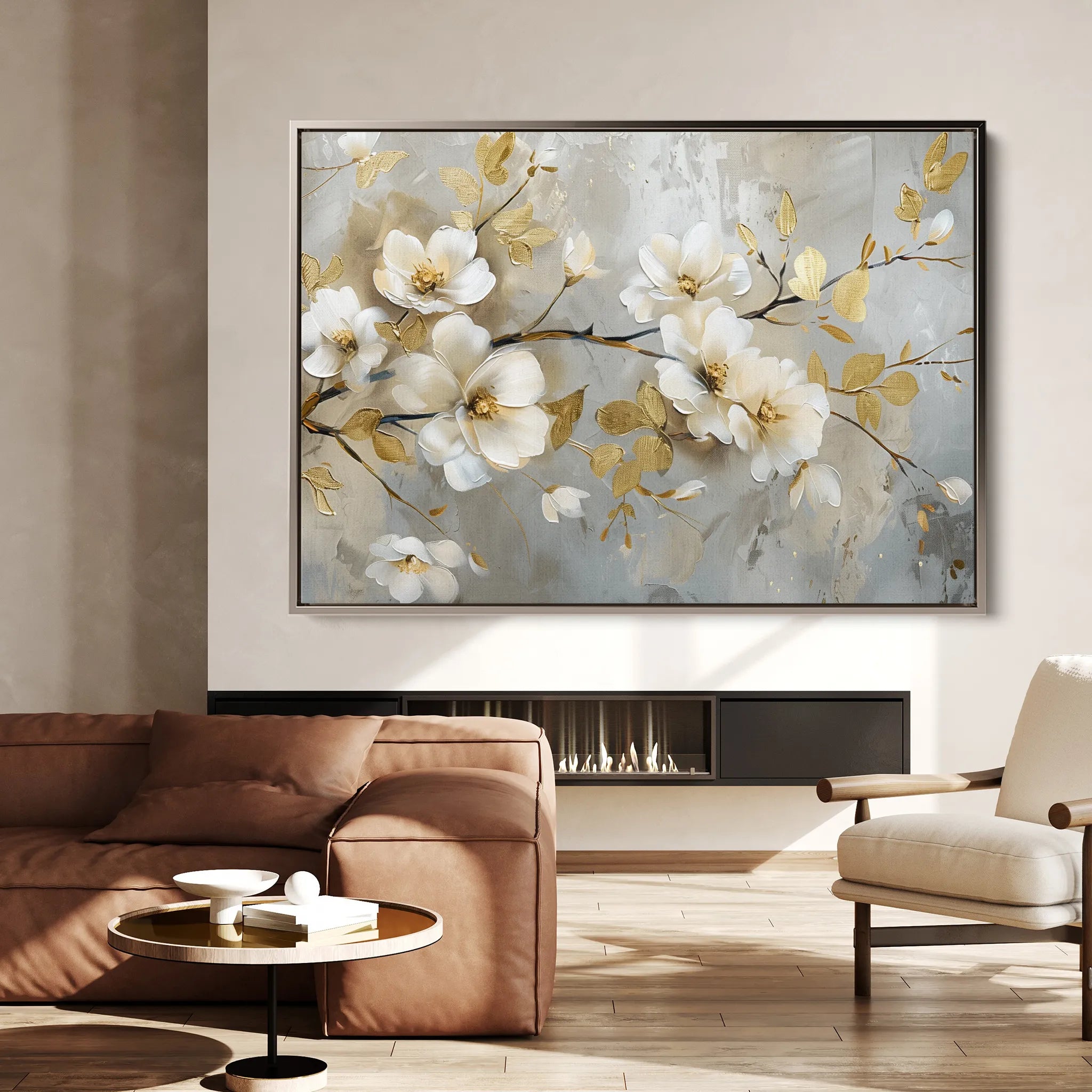 Floral 665 Canvas Art 60 x 40 cm / Black
