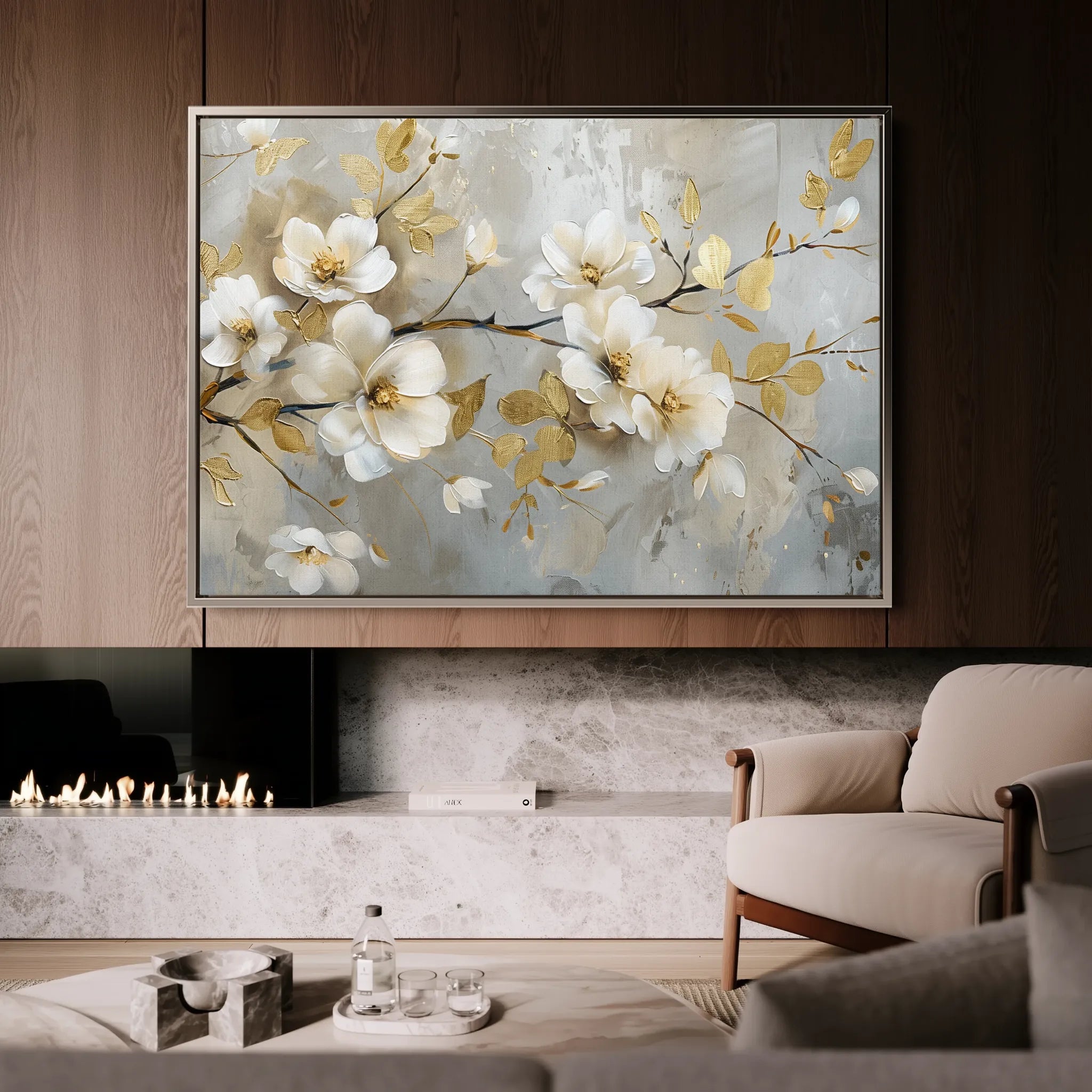 Floral 665 Canvas Art 60 x 40 cm / Black