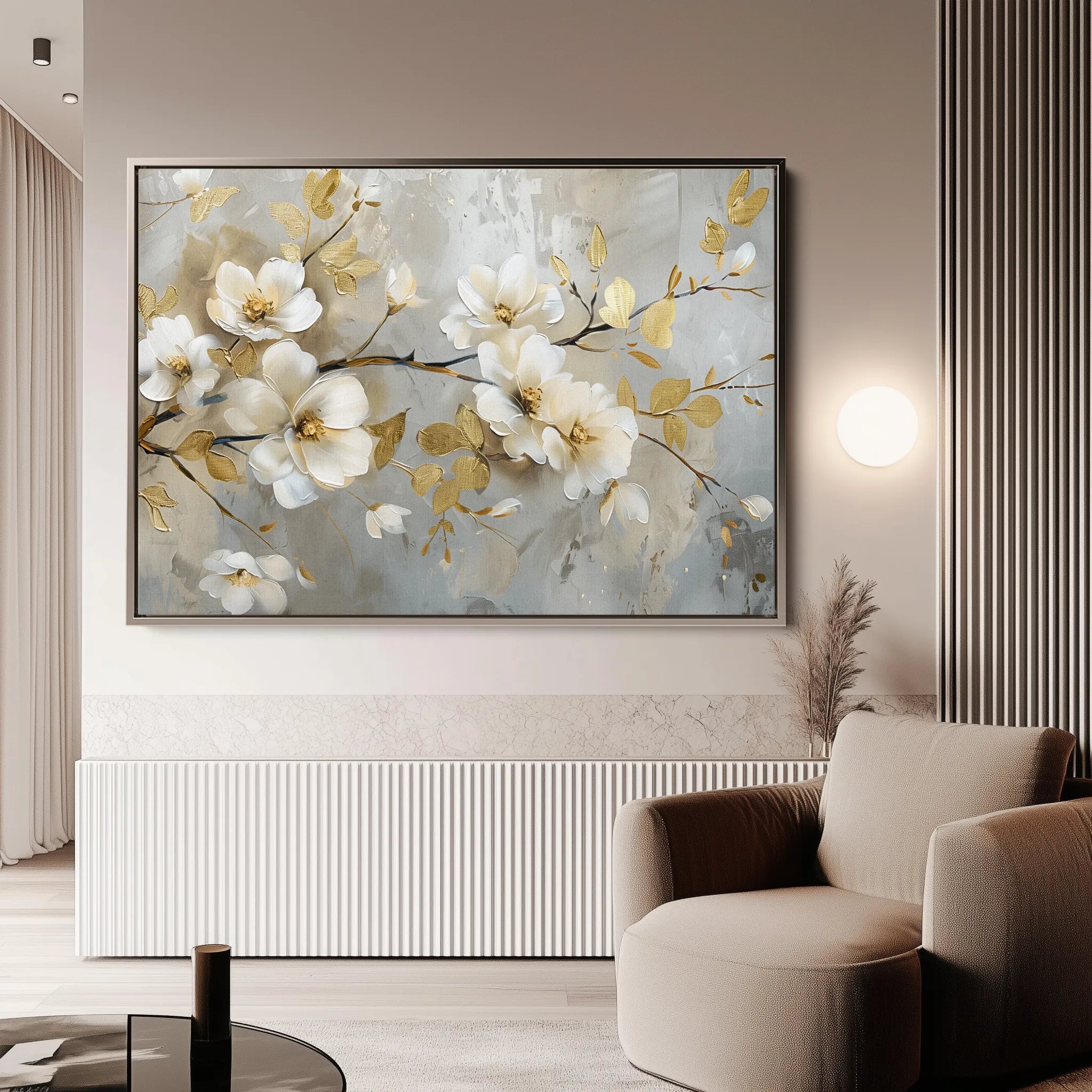 Floral 665 Canvas Art 60 x 40 cm / Black