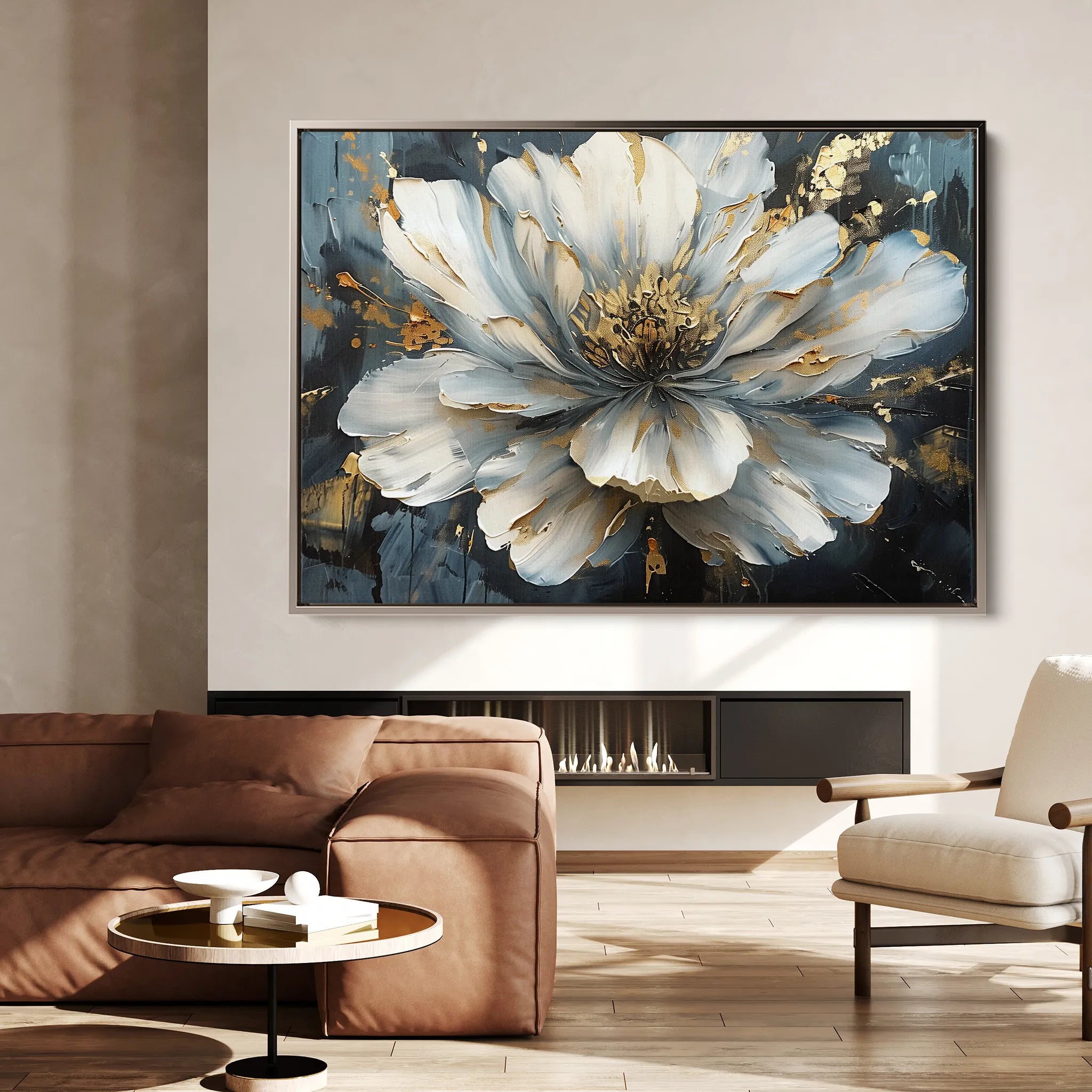 Floral 672 Canvas Art 60 x 40 cm / Black