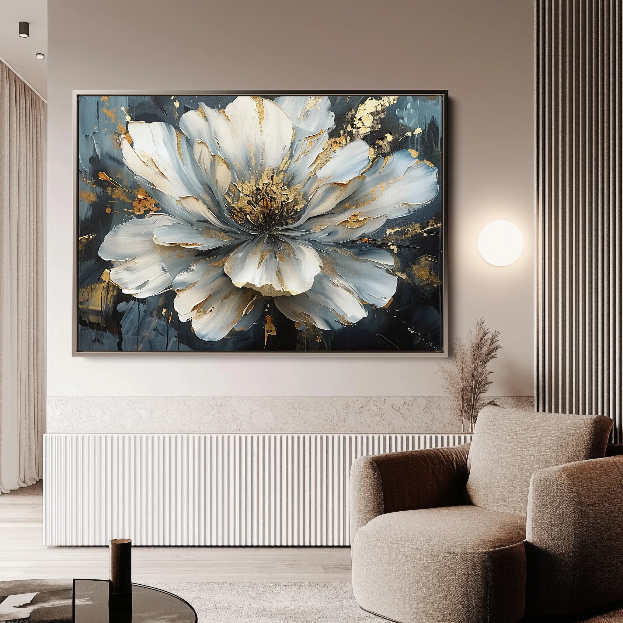 Floral 672 Canvas Art 60 x 40 cm / Black