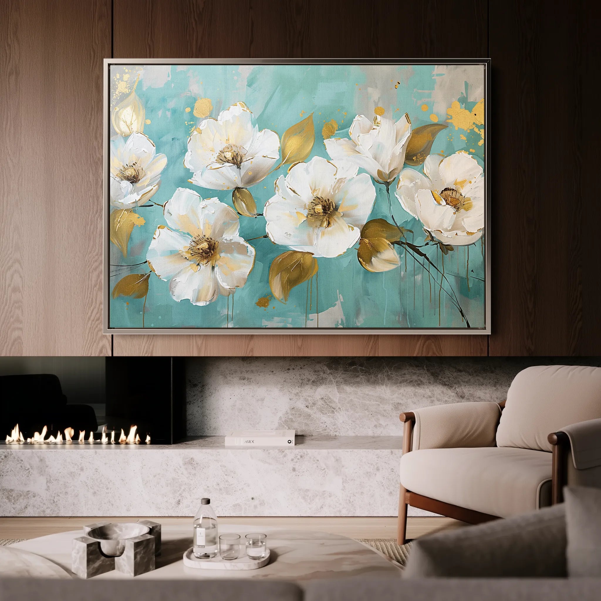 Floral 673 Canvas Art 60 x 40 cm / Black