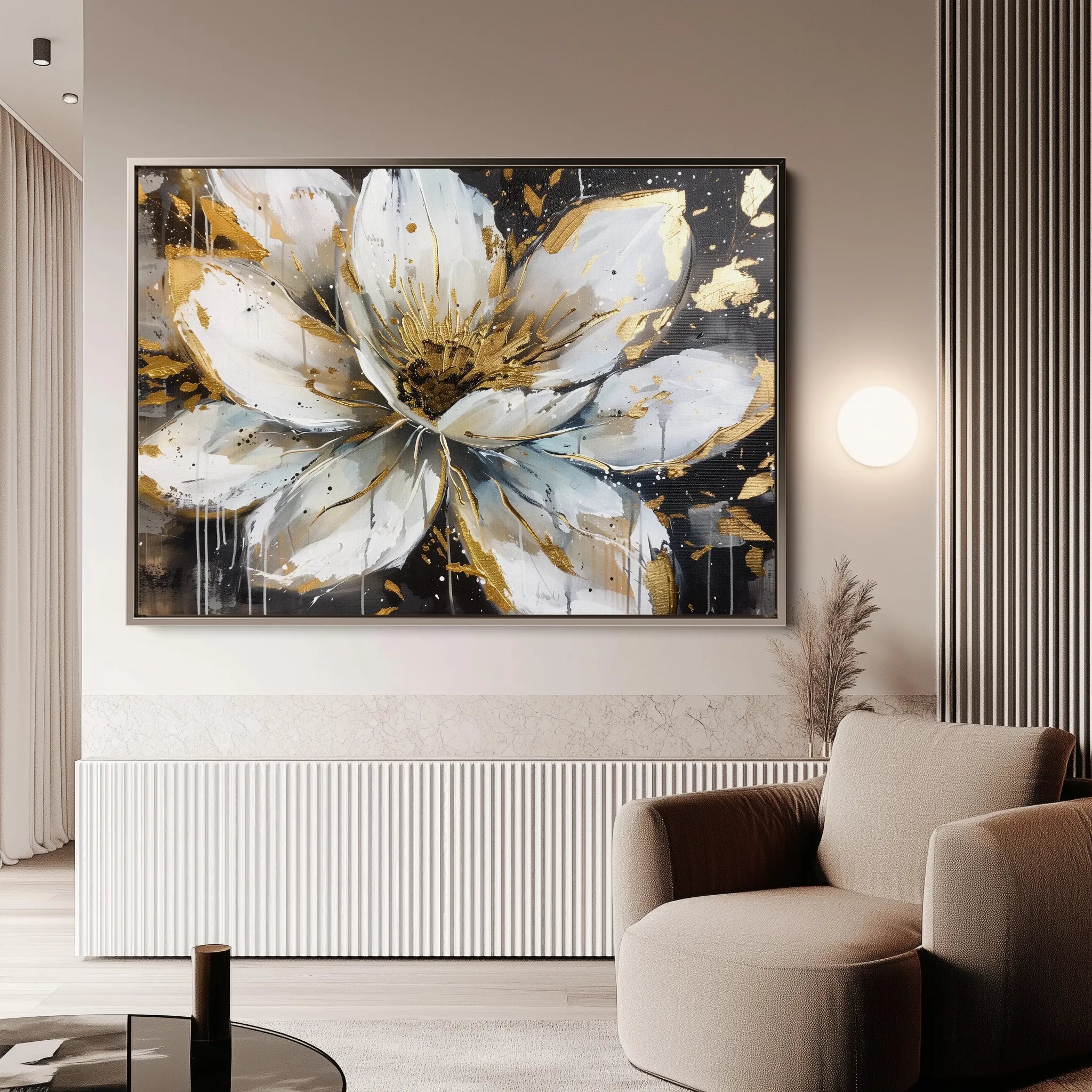 Floral 676 Canvas Art 60 x 40 cm / Black