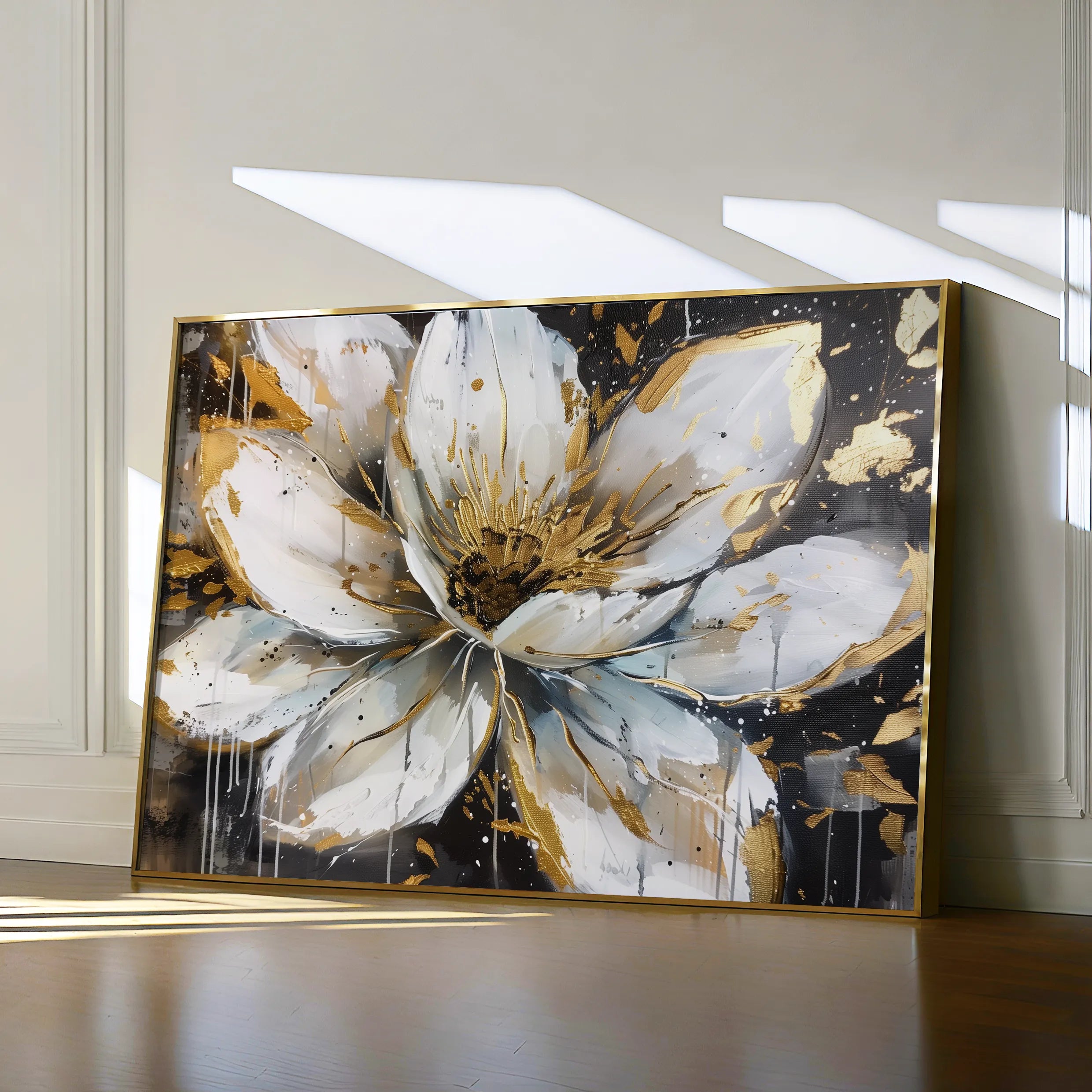 Floral 676 Canvas Art 60 x 40 cm / Black