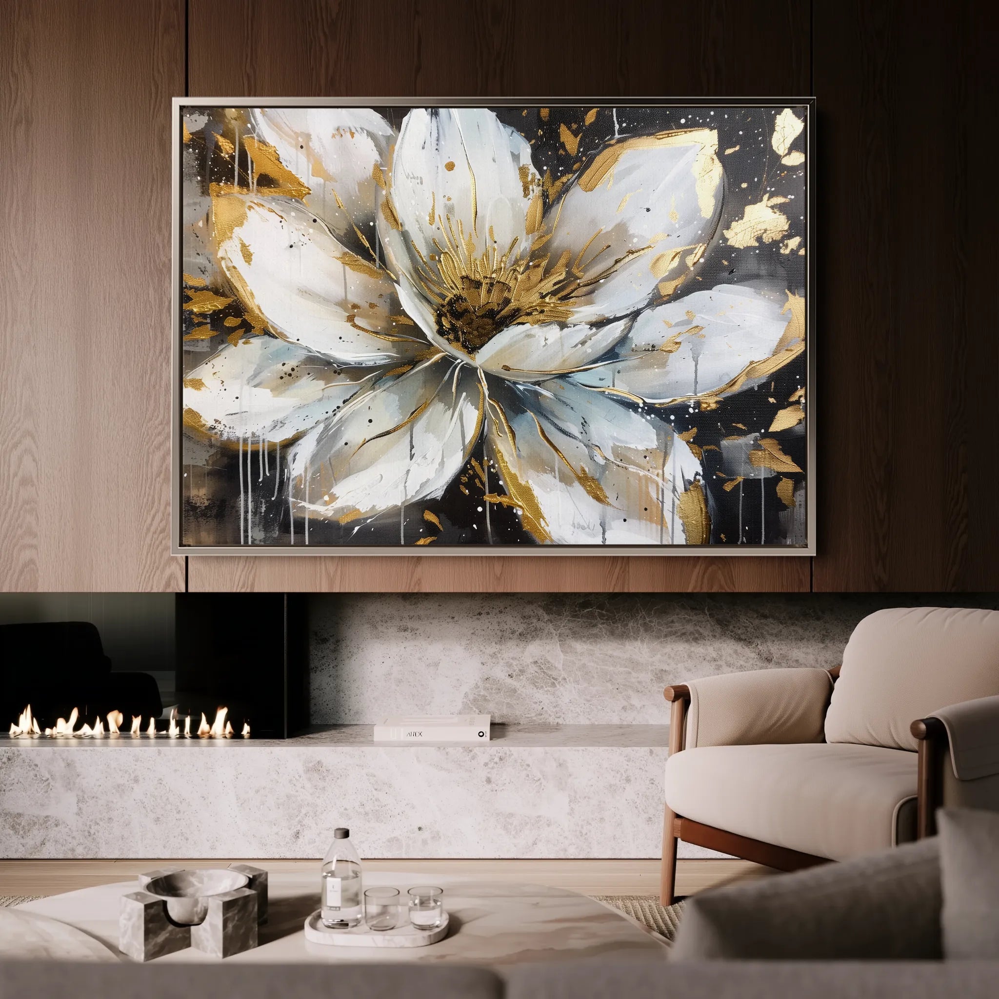 Floral 676 Canvas Art 60 x 40 cm / Black