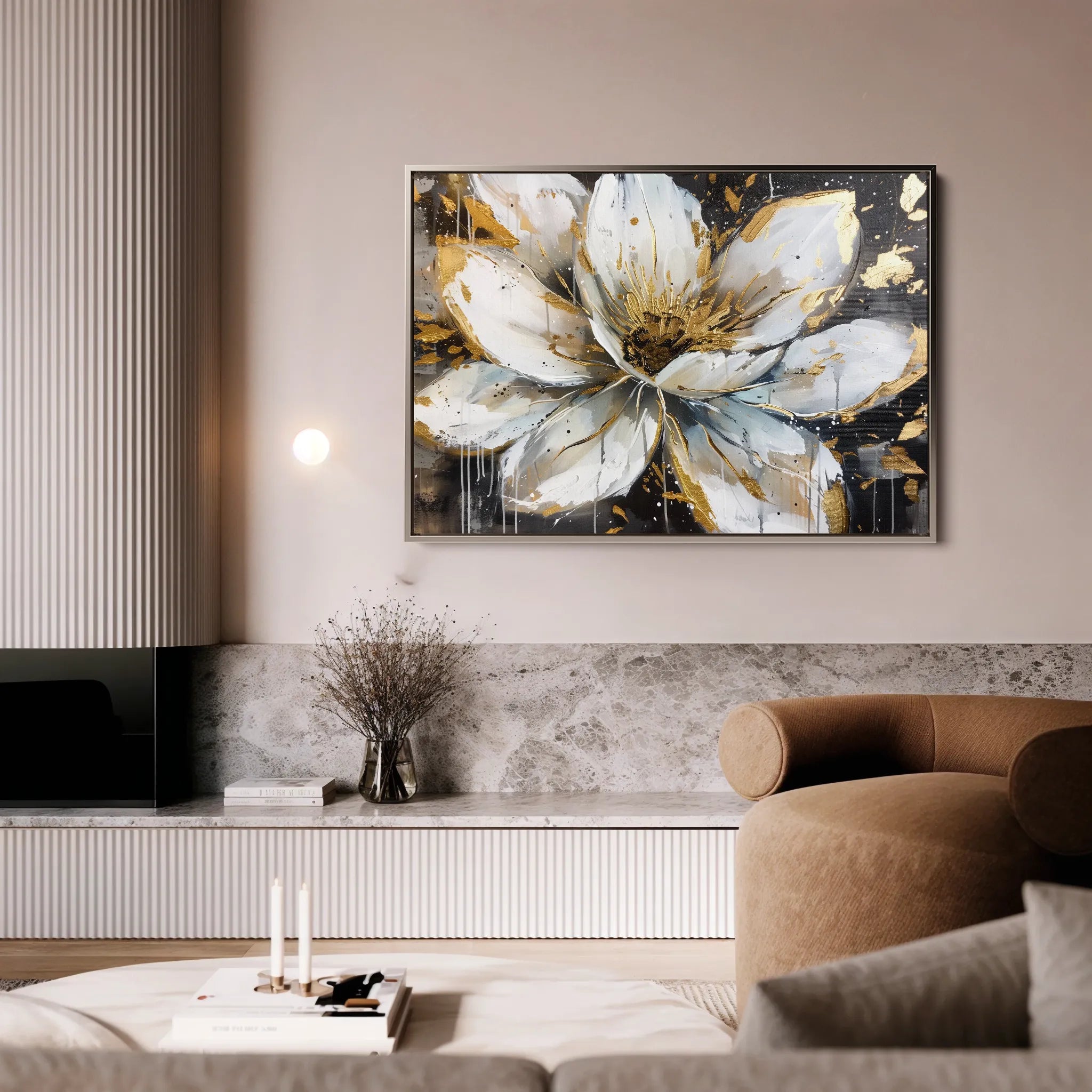 Floral 676 Canvas Art 60 x 40 cm / Black
