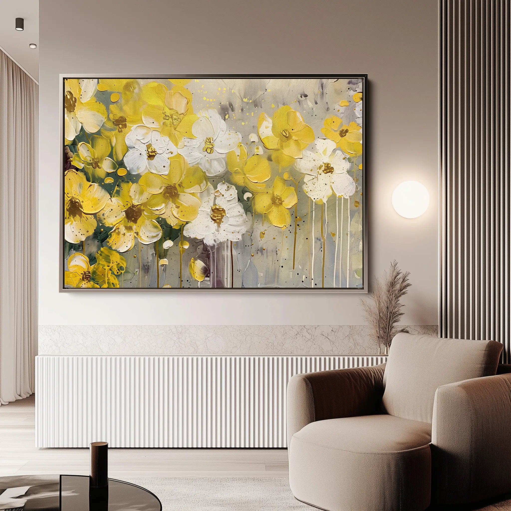 Floral 681 Canvas Art 60 x 40 cm / Black