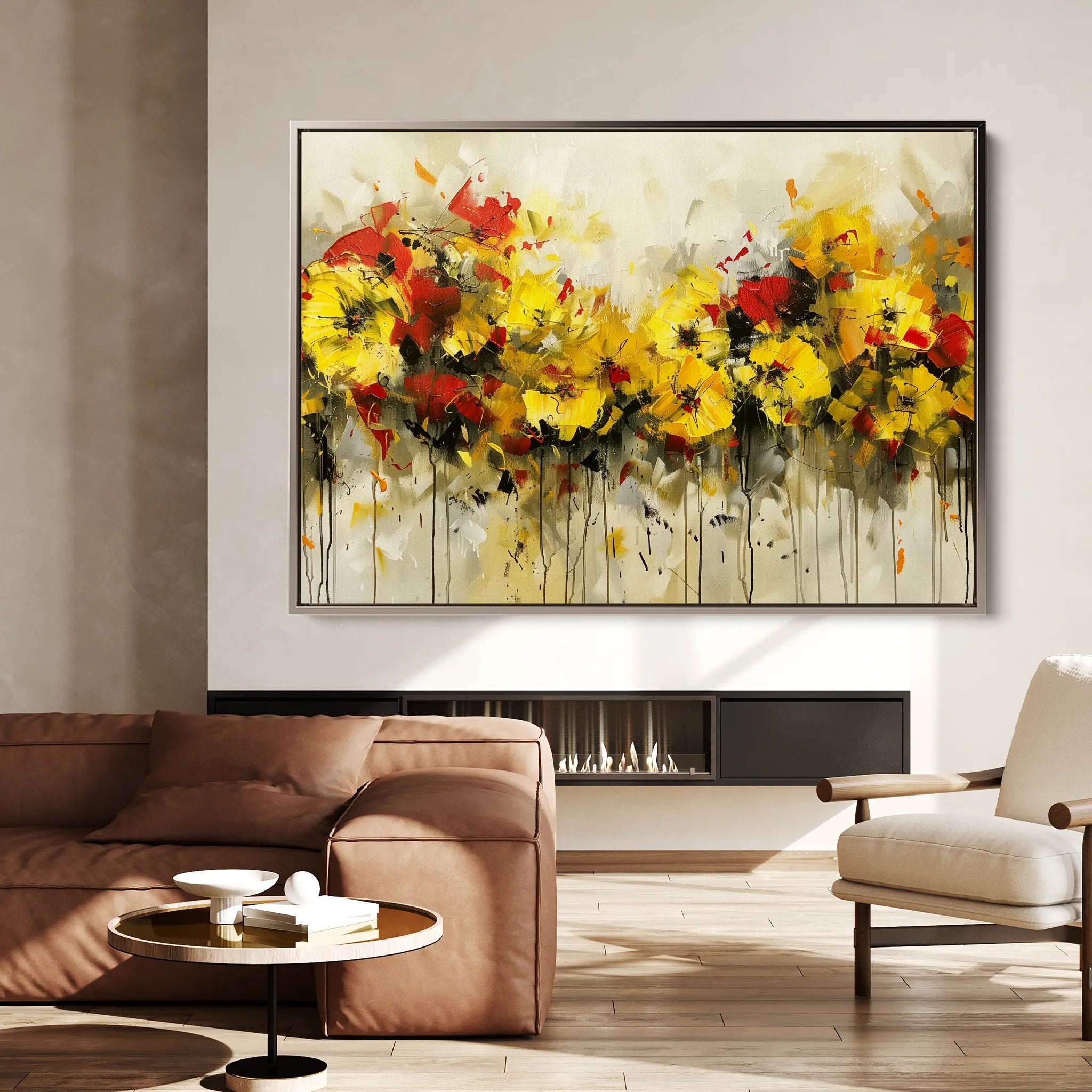 Floral 685 Canvas Art 60 x 40 cm / Black