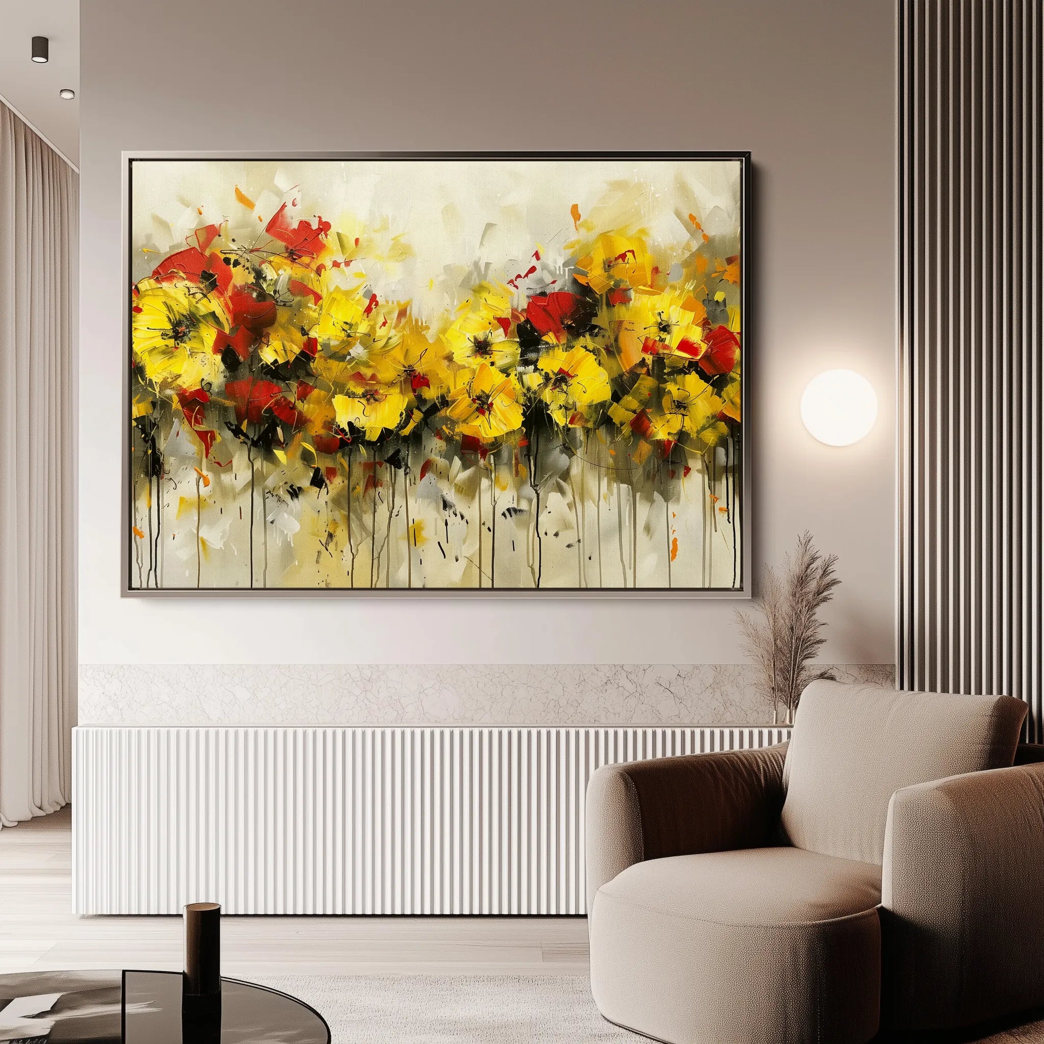 Floral 685 Canvas Art 60 x 40 cm / Black