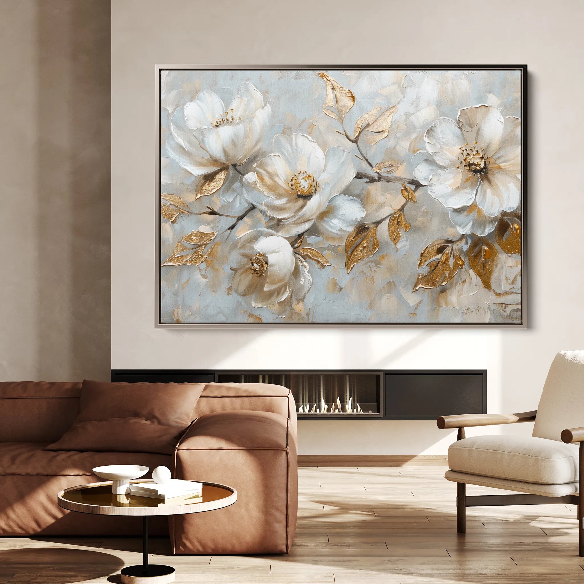 Floral 687 Canvas Art 60 x 40 cm / Black