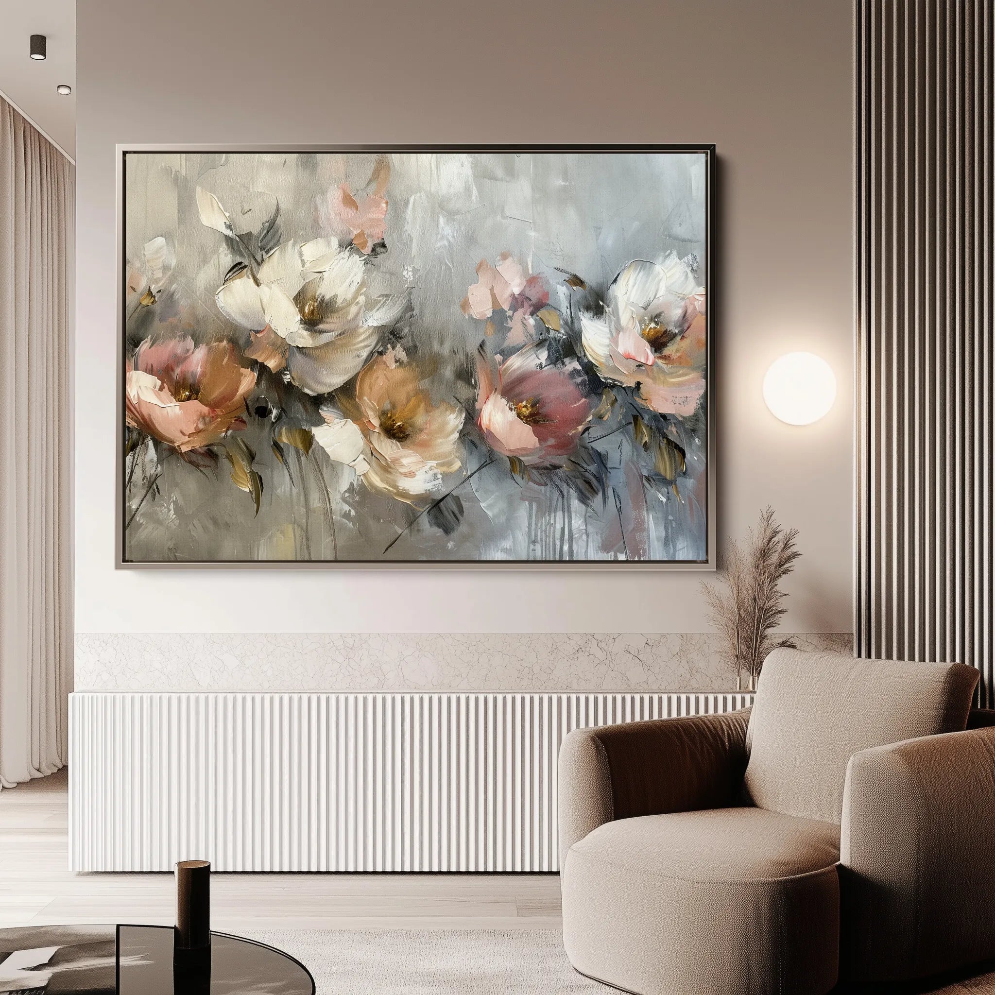 Floral 688 Canvas Art 60 x 40 cm / Black
