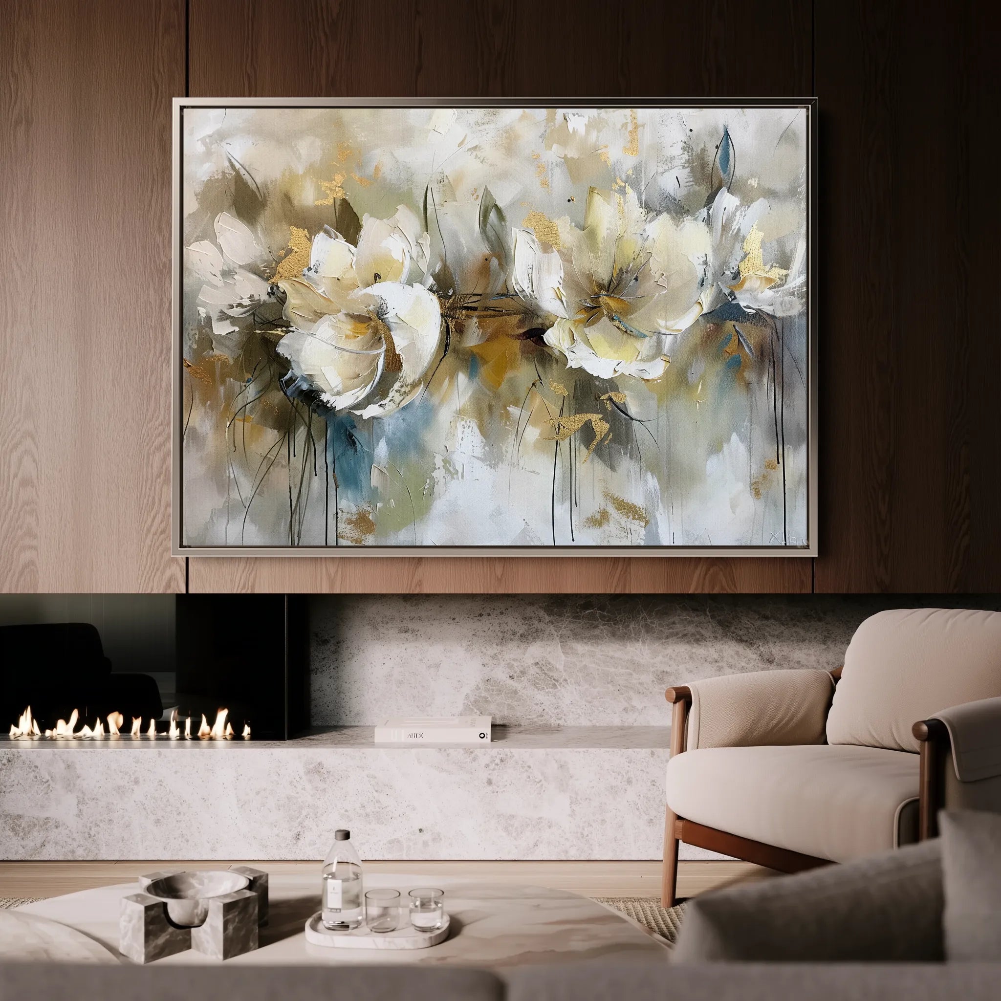 Floral 689 Canvas Art 60 x 40 cm / Black