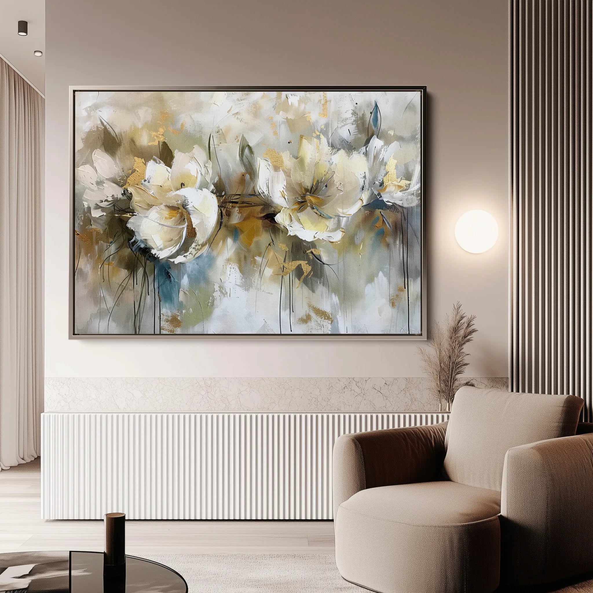 Floral 689 Canvas Art 60 x 40 cm / Black