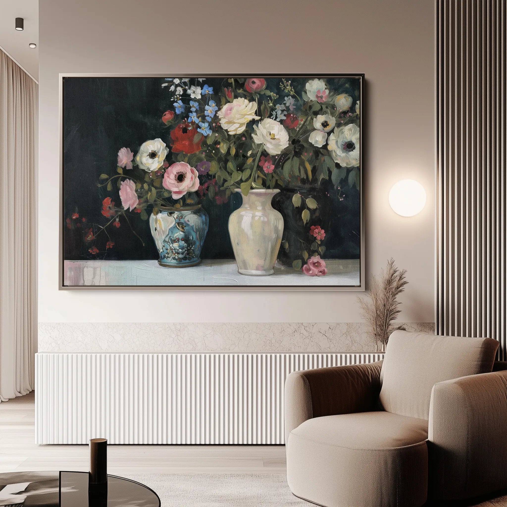 Floral 693 Canvas Art 60 x 40 cm / Black