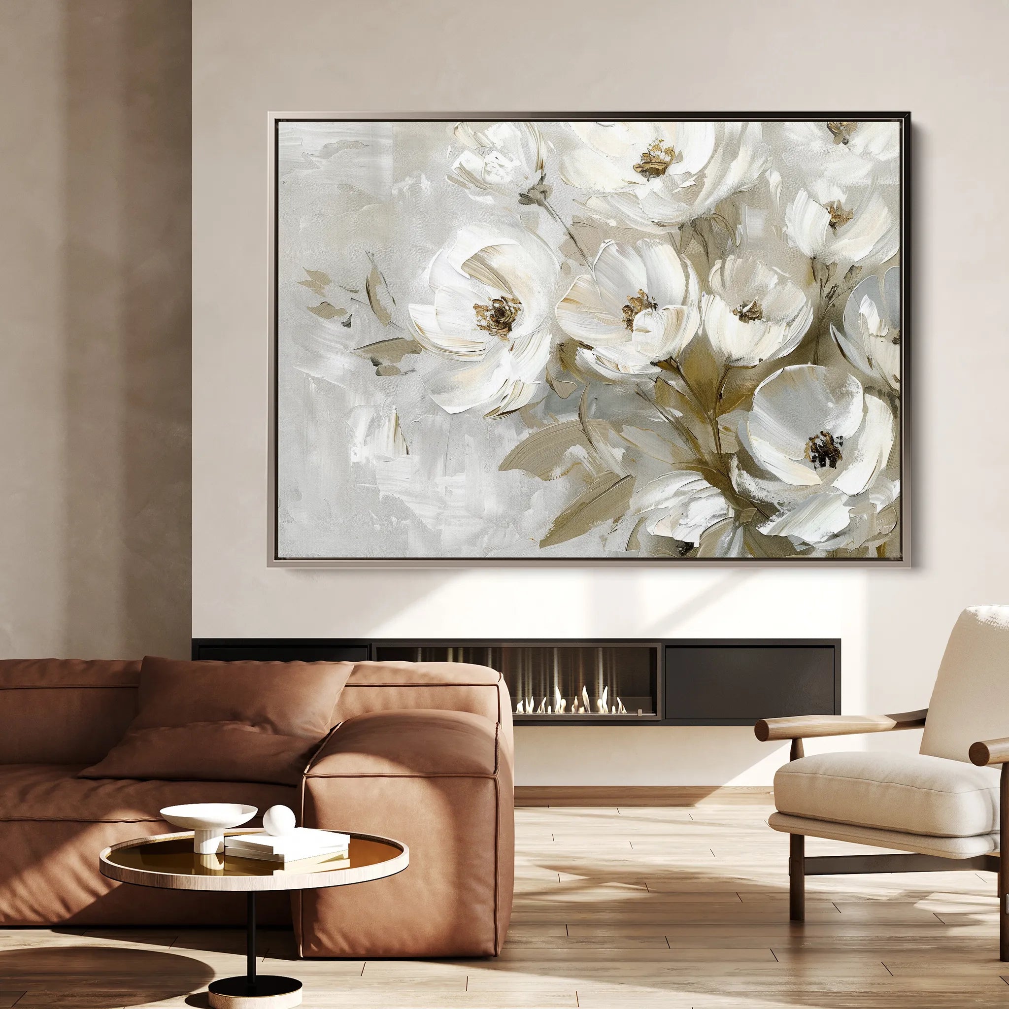 Floral 694 Canvas Art 60 x 40 cm / Black
