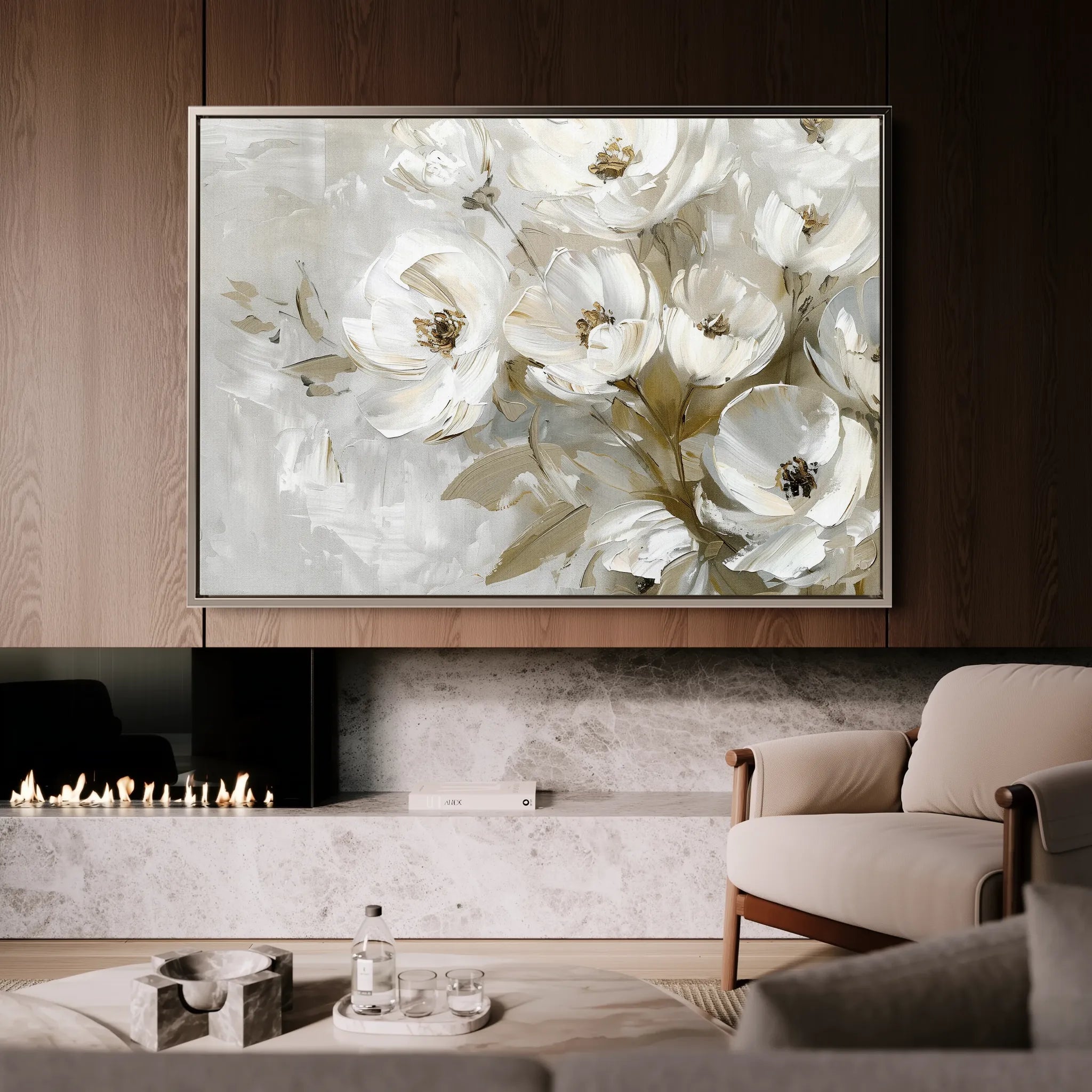 Floral 694 Canvas Art 60 x 40 cm / Black