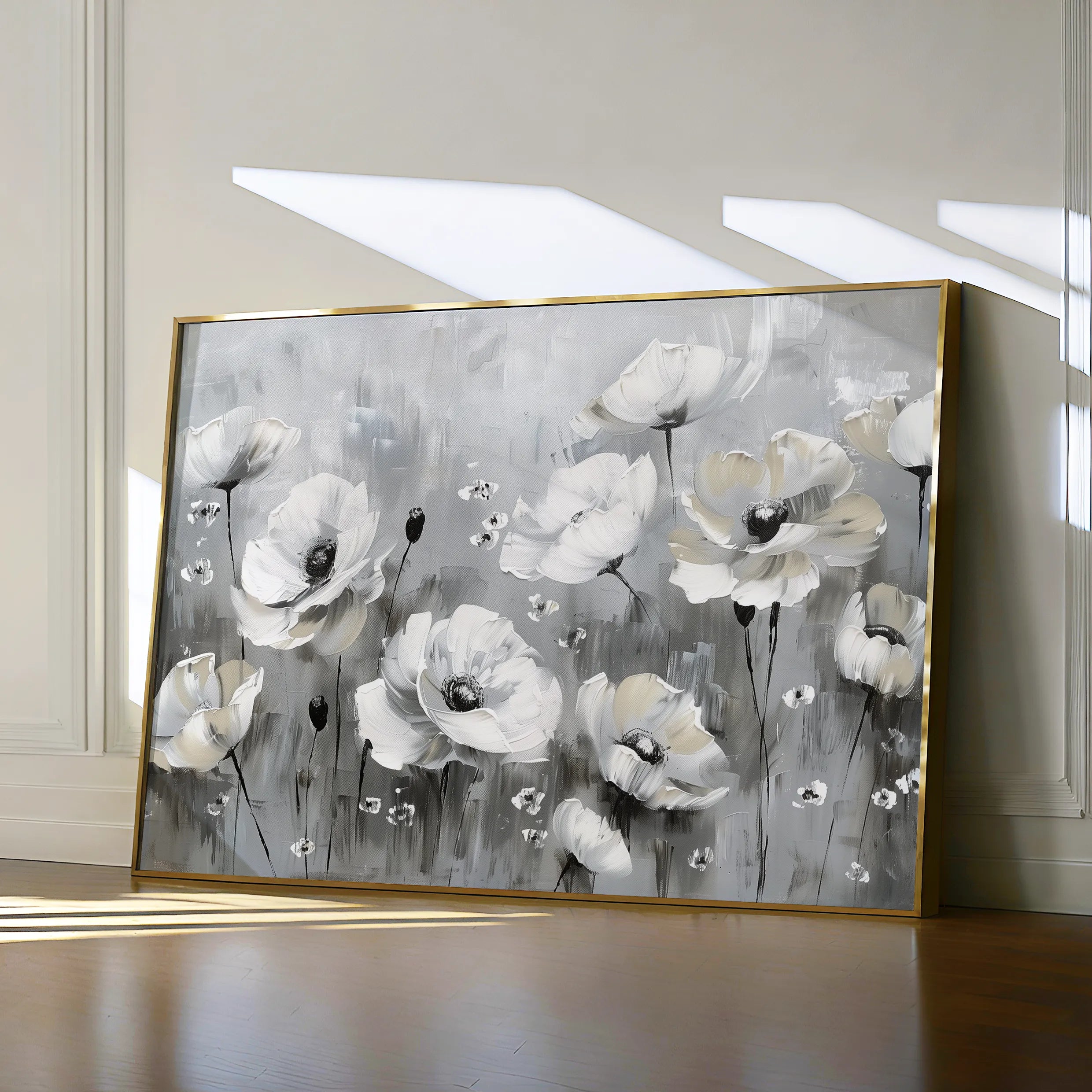Floral 695 Canvas Art 60 x 40 cm / Black