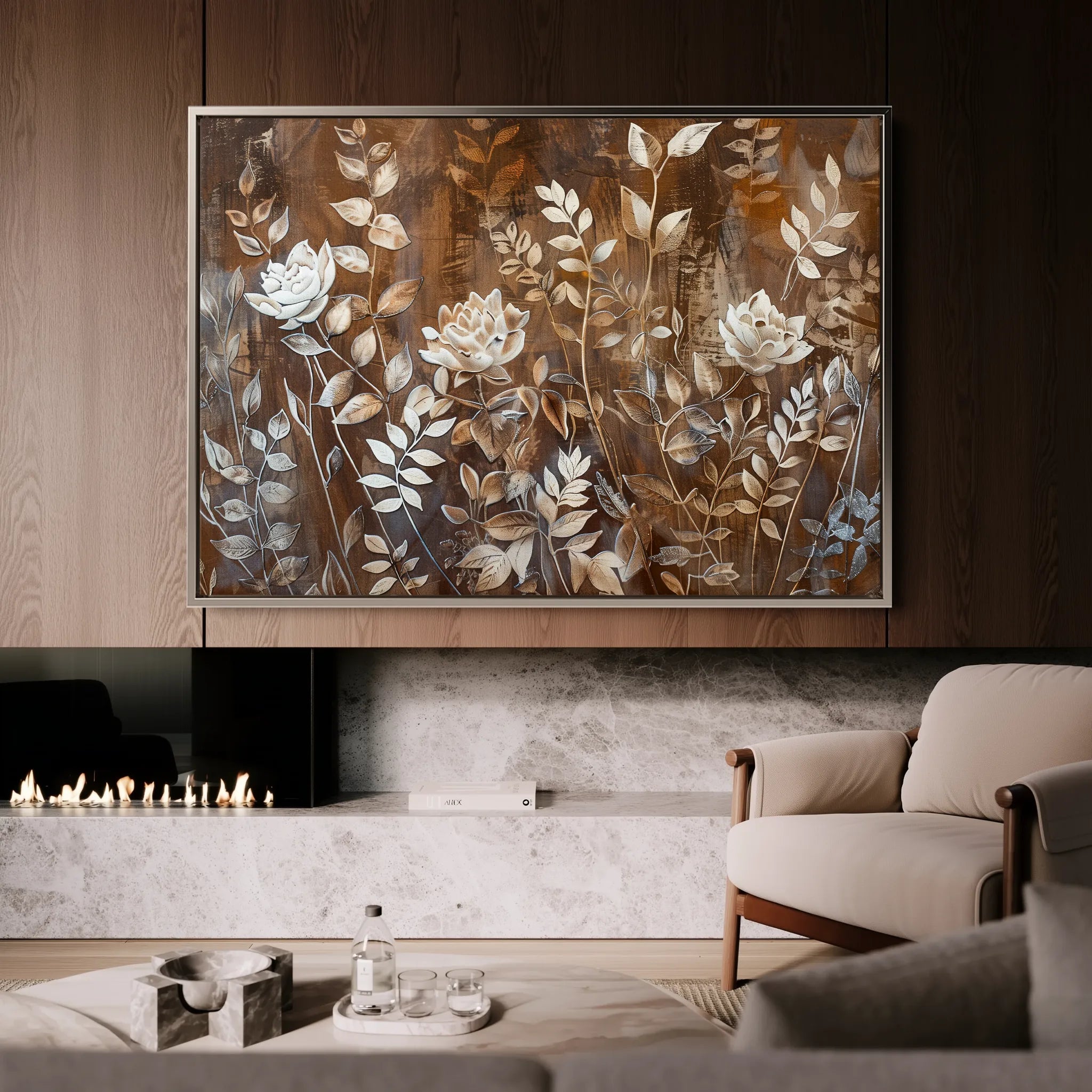 Floral 699 Canvas Art 60 x 40 cm / Black