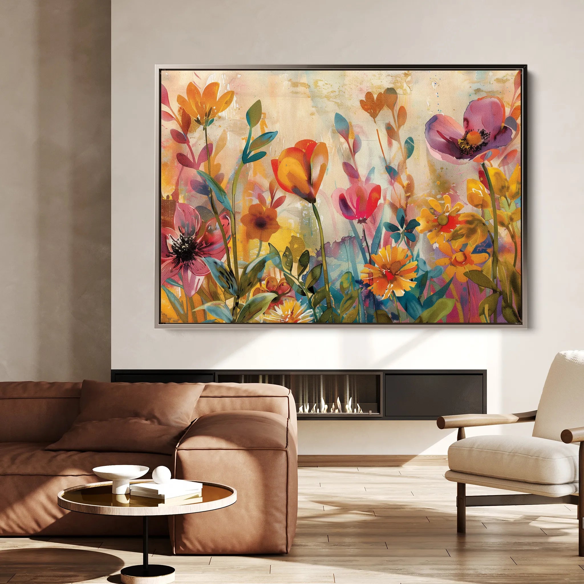 Floral 700 Canvas Art 60 x 40 cm / Black