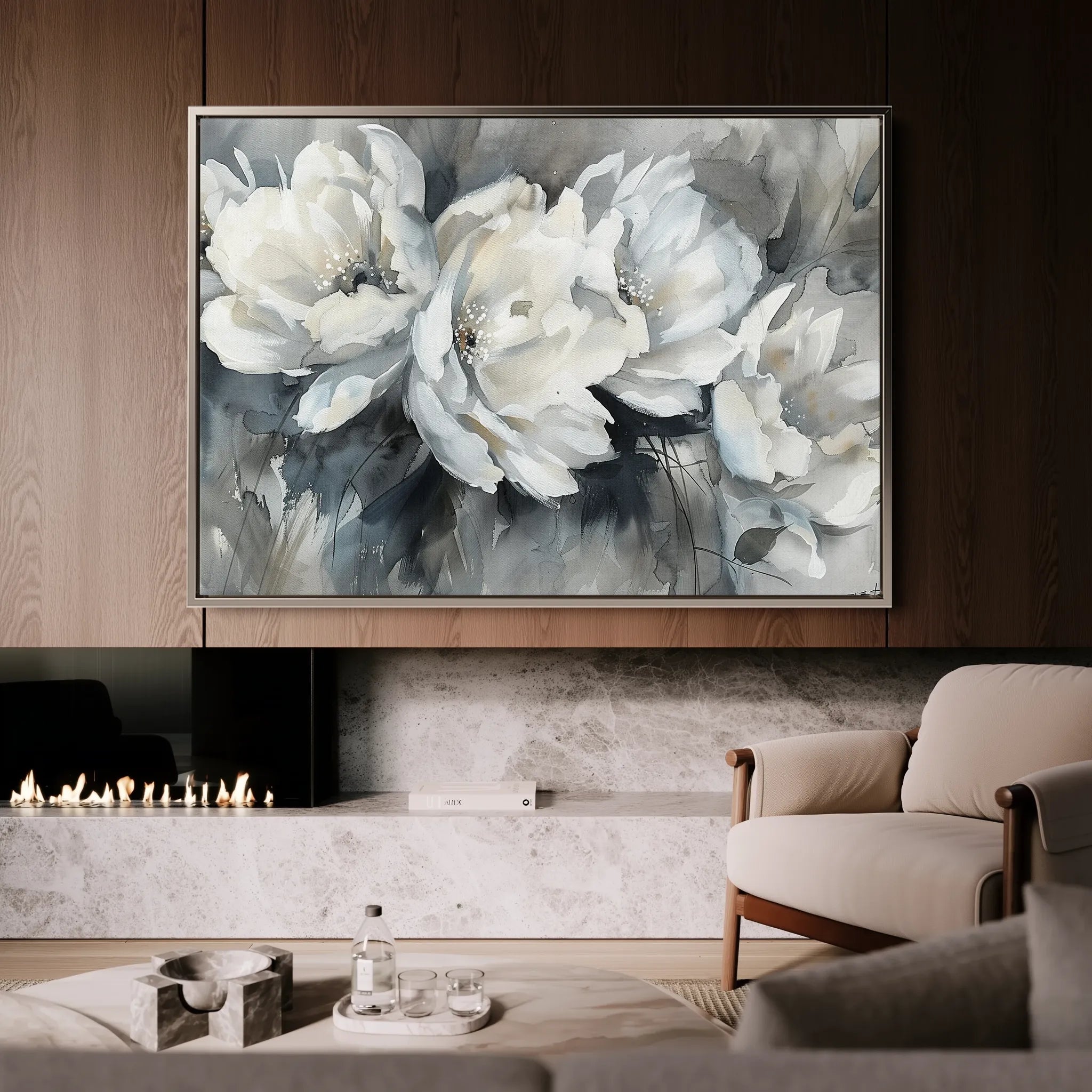 Floral 702 Canvas Art 60 x 40 cm / Black