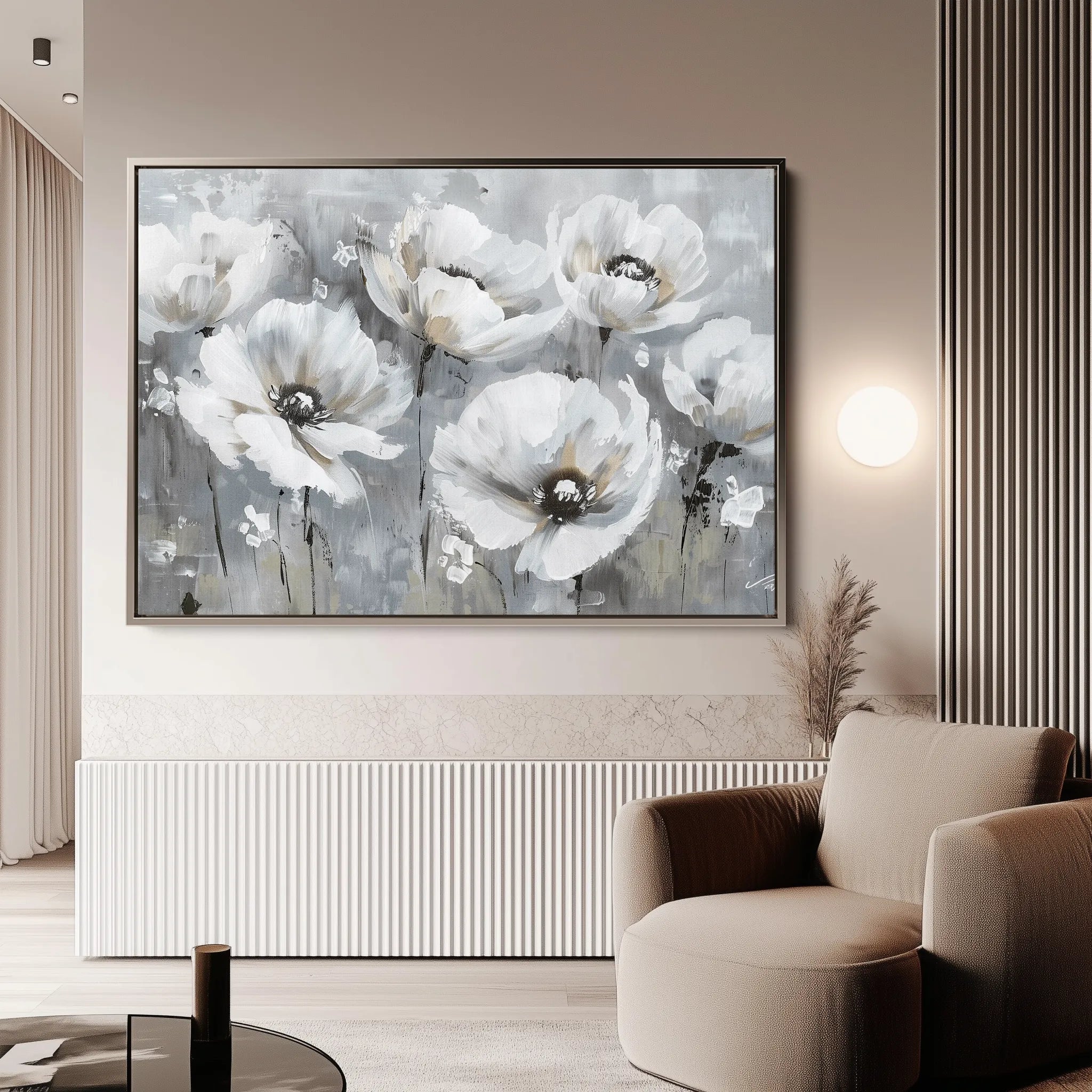 Floral 707 Canvas Art 60 x 40 cm / Black