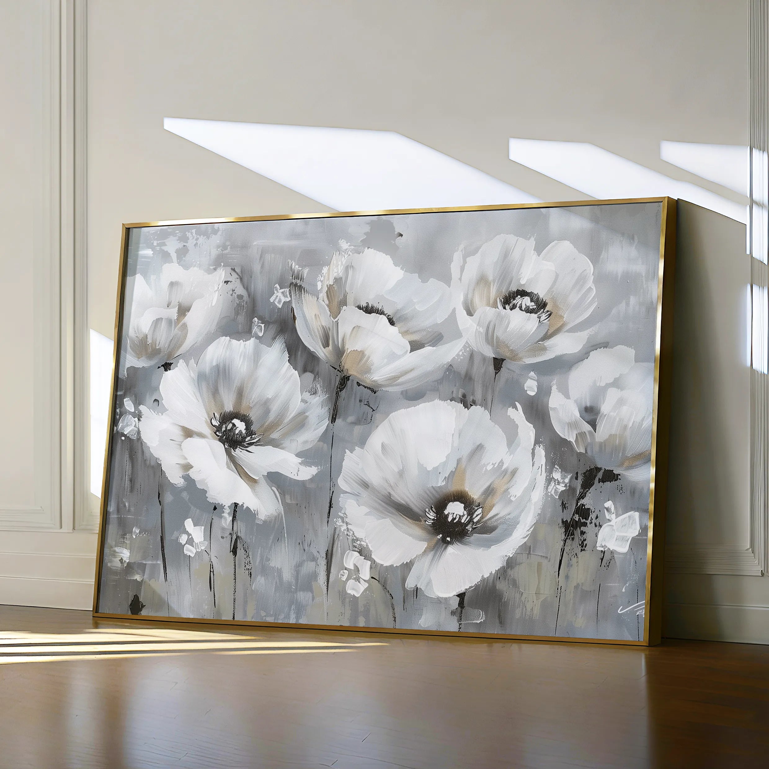 Floral 707 Canvas Art 60 x 40 cm / Black
