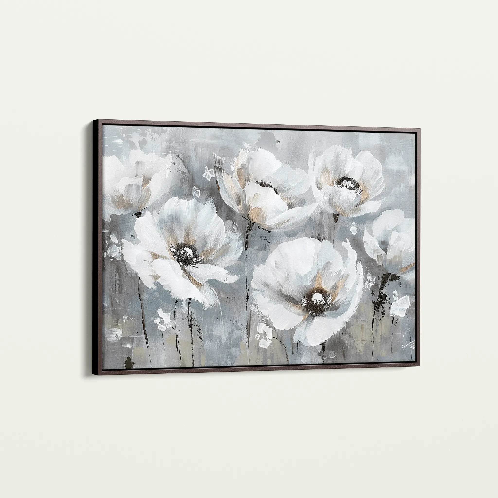 Floral 707 Canvas Art 60 x 40 cm / Black