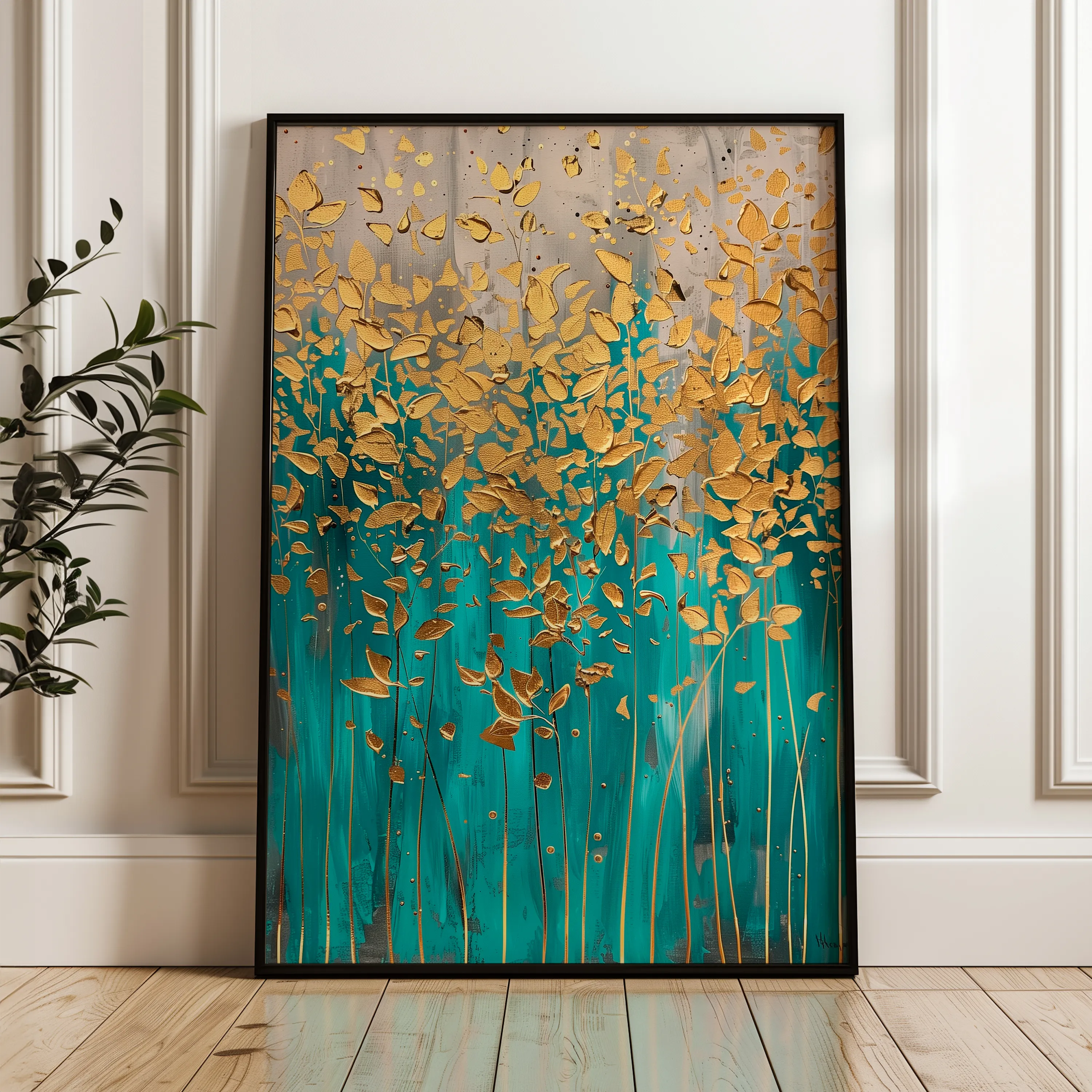 Floral 713 Canvas Art 60 x 40 cm / Black
