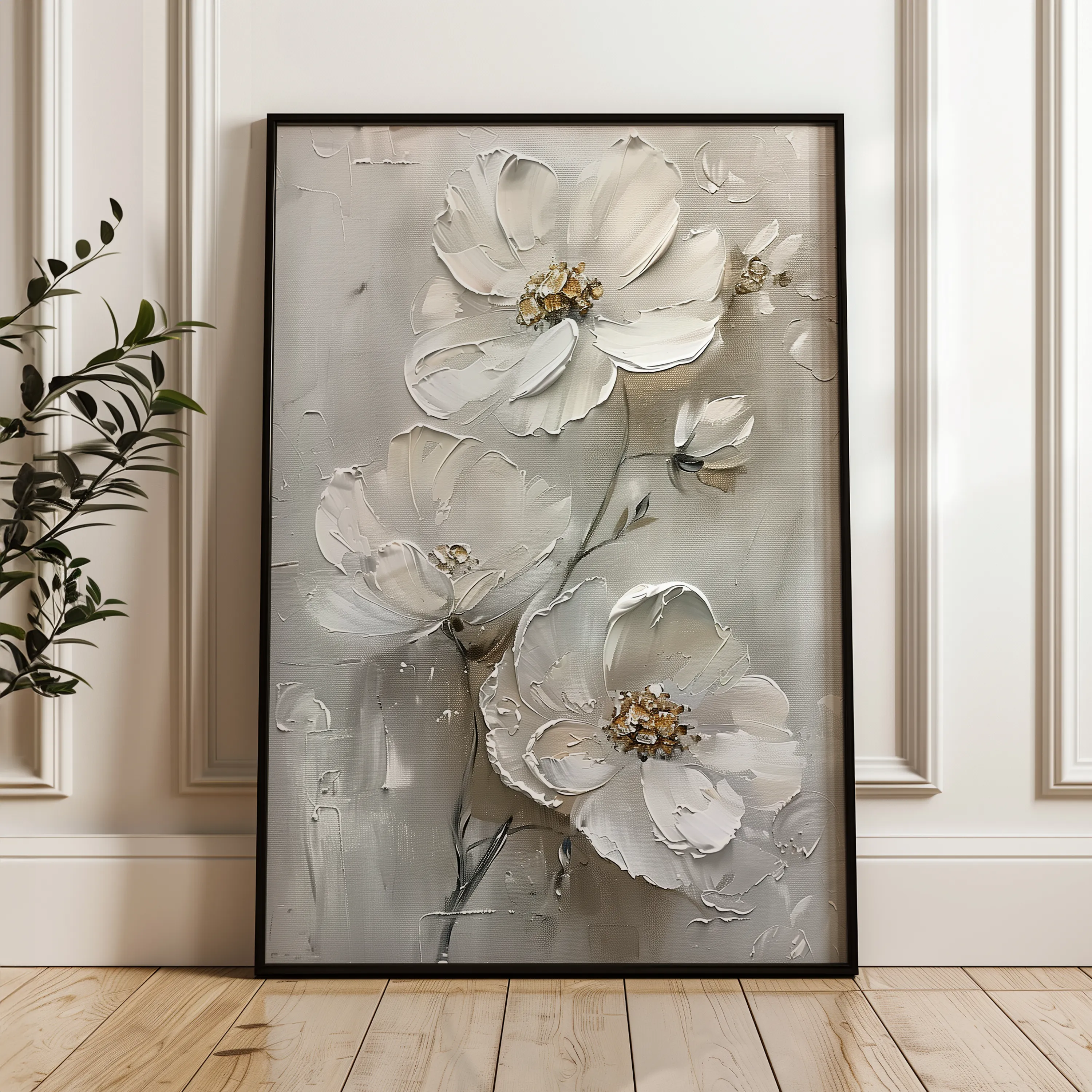 Floral 715 Canvas Art 60 x 40 cm / Black
