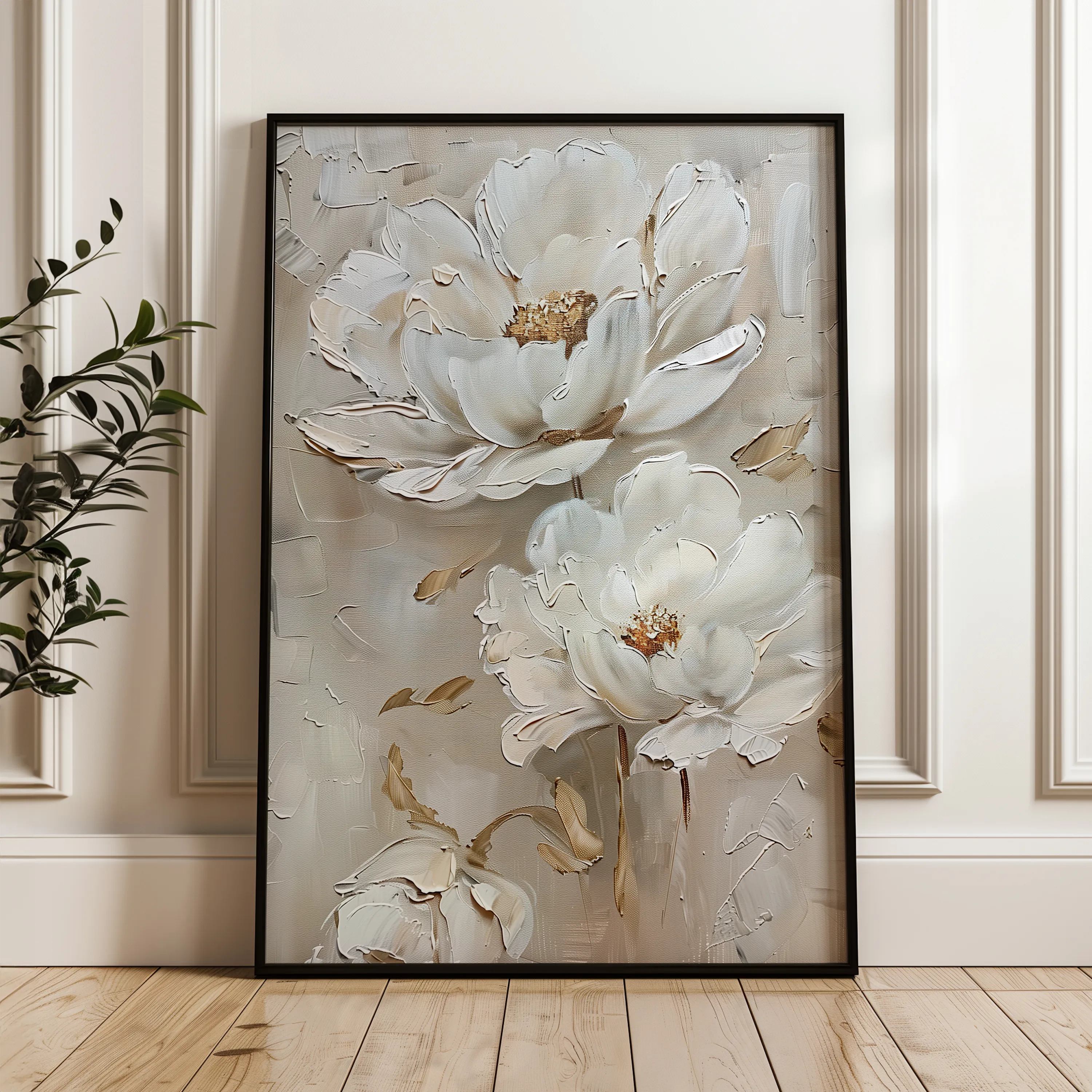 Floral 717 Canvas Art 60 x 40 cm / Black