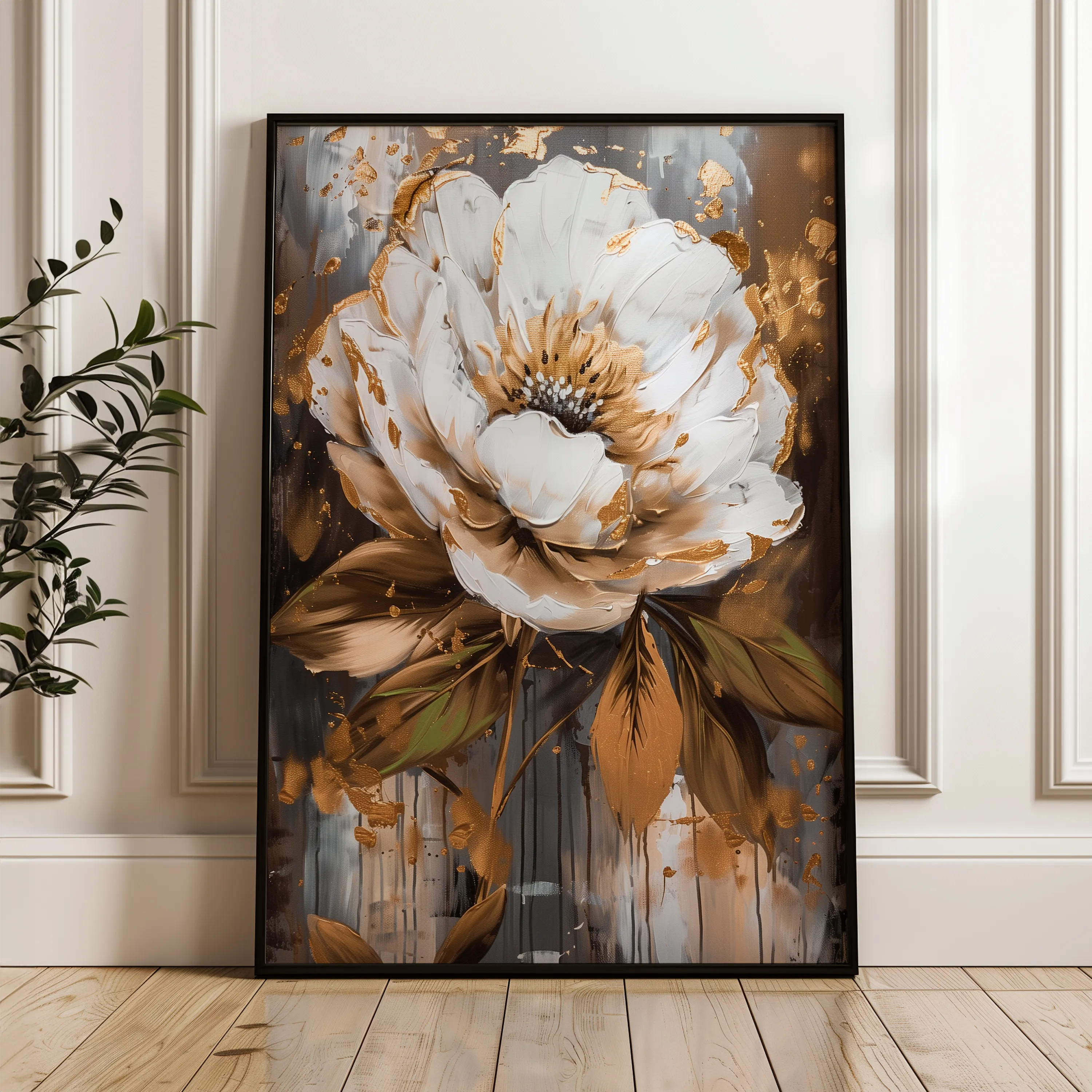 Floral 718 Canvas Art 60 x 40 cm / Black