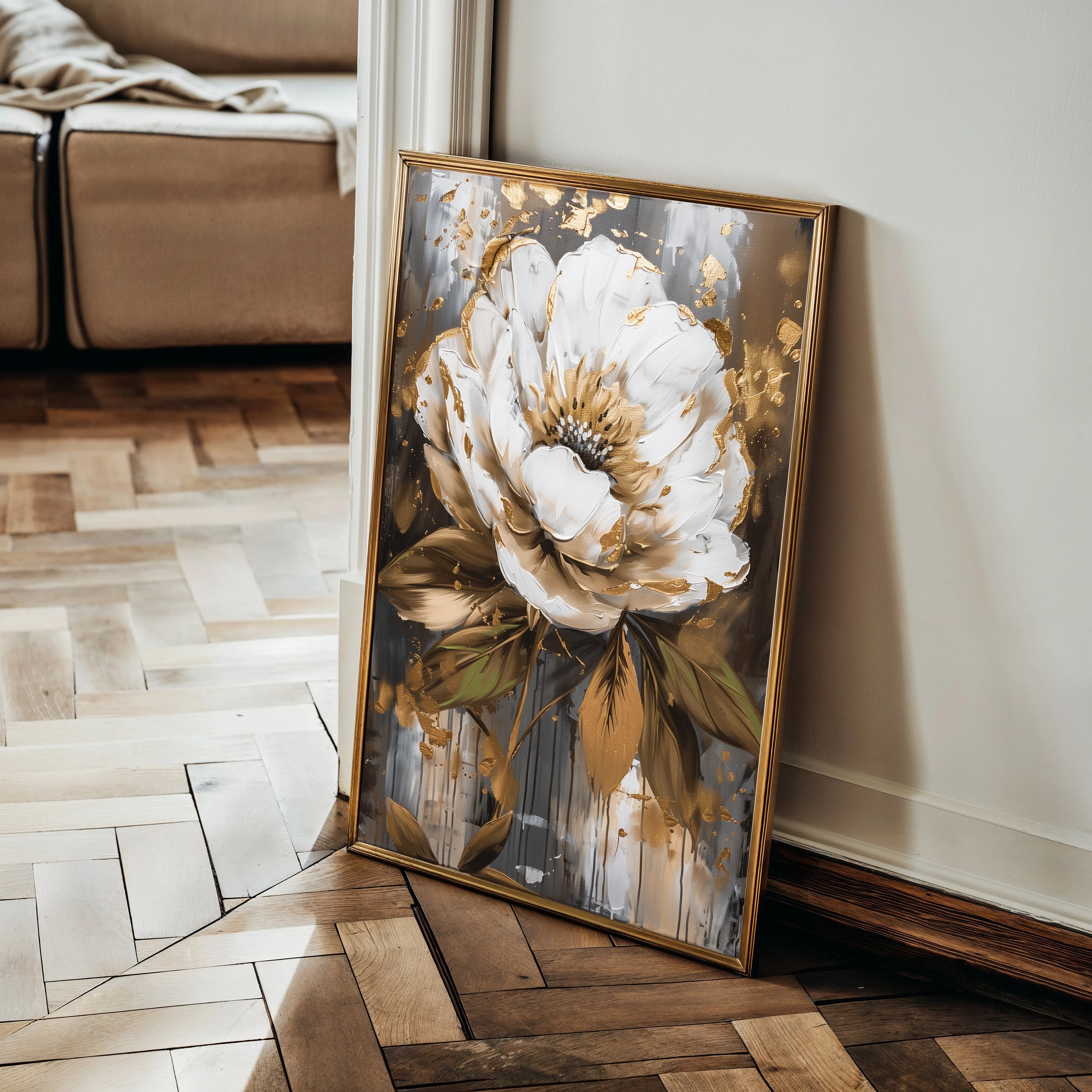 Floral 718 Canvas Art 60 x 40 cm / Black